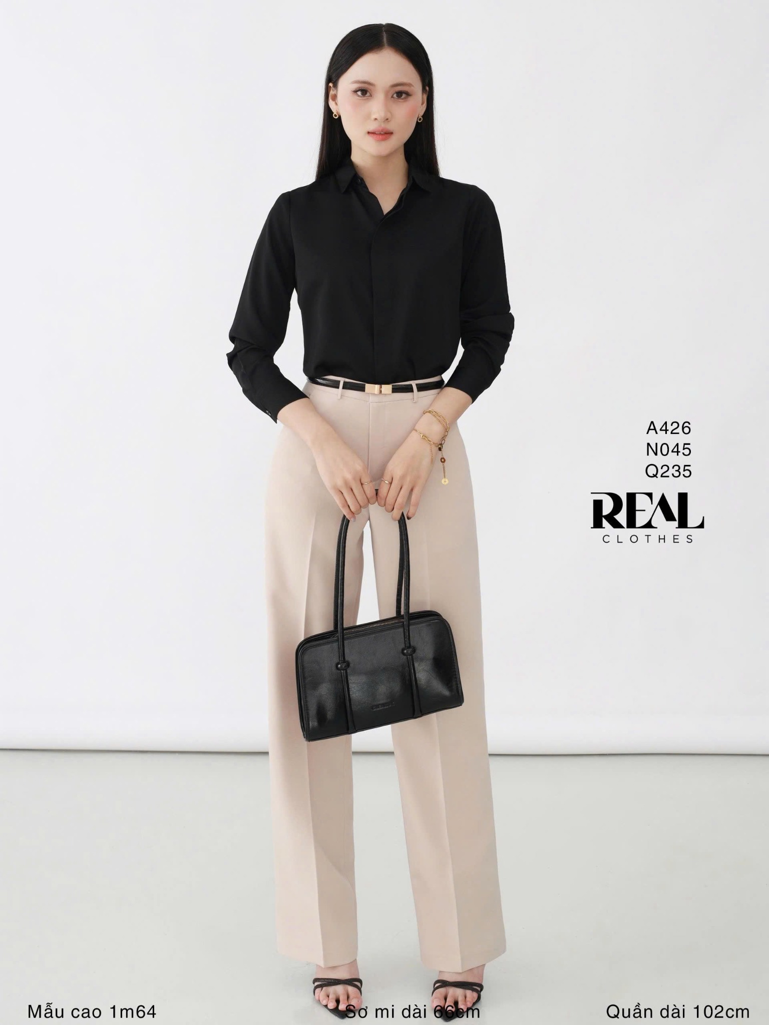 Sơ mi cổ mềm đen