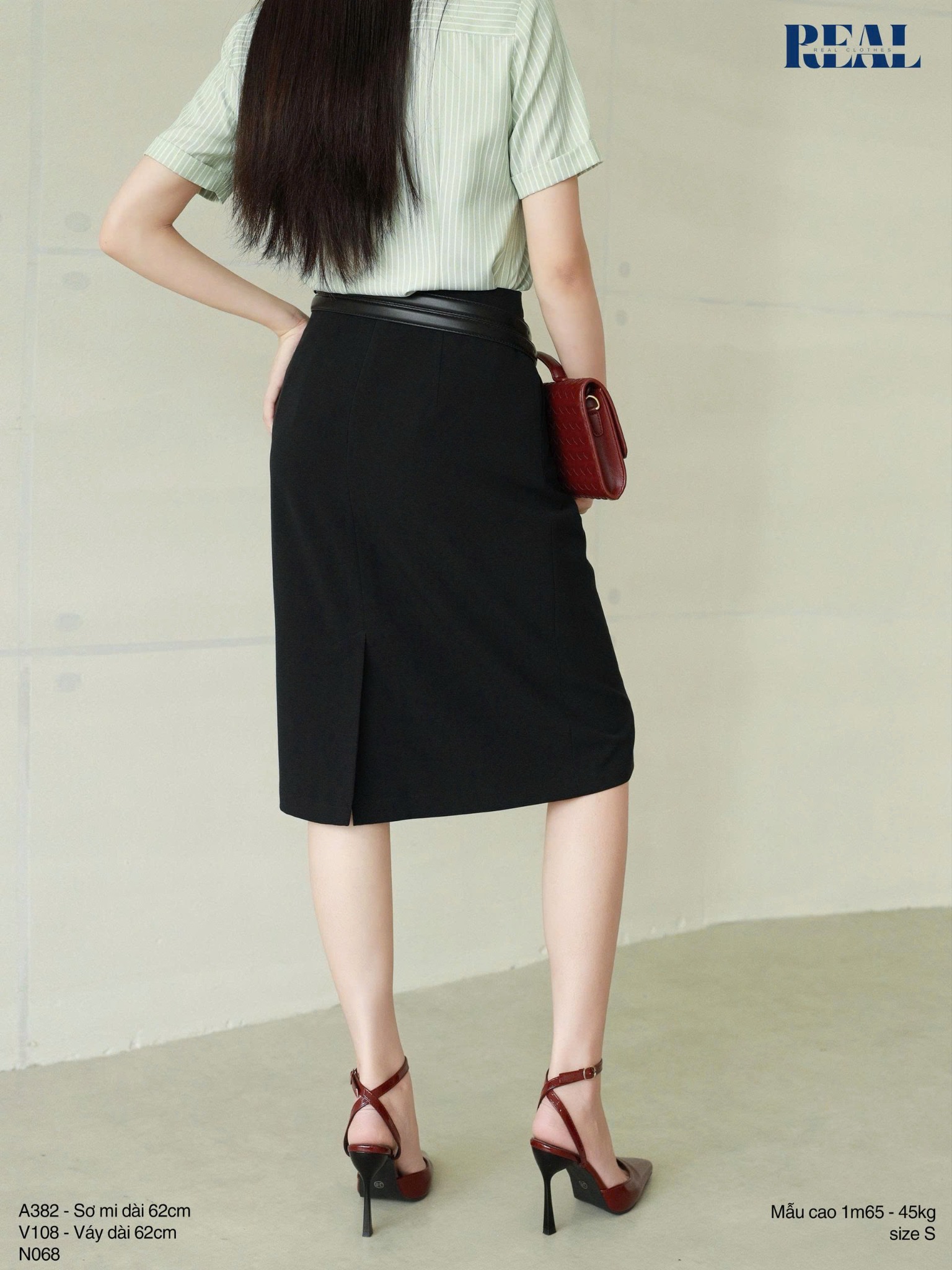 Sơ mi sọc mint tay đủ