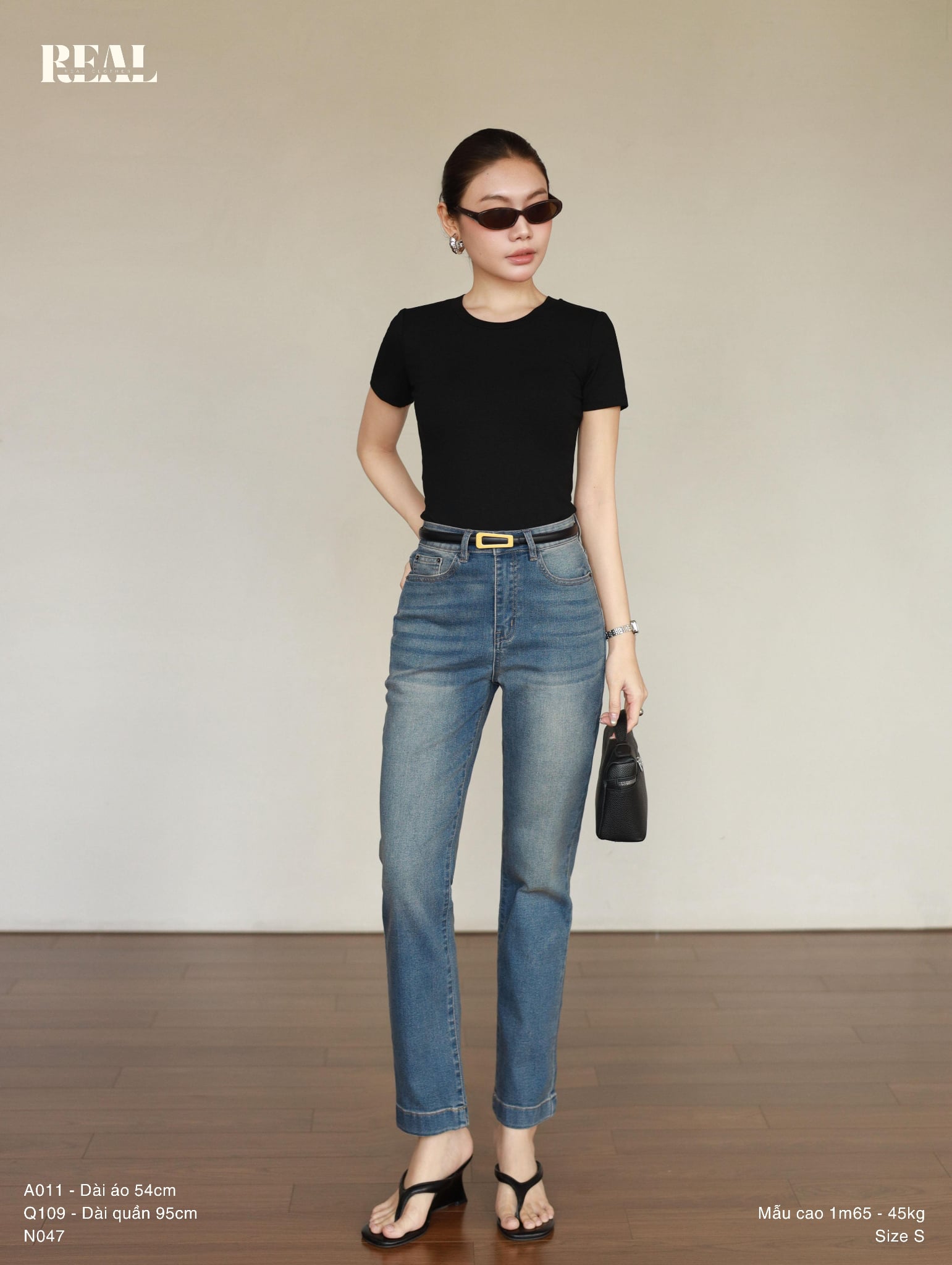  Quần Jeans basic xanh đậm 