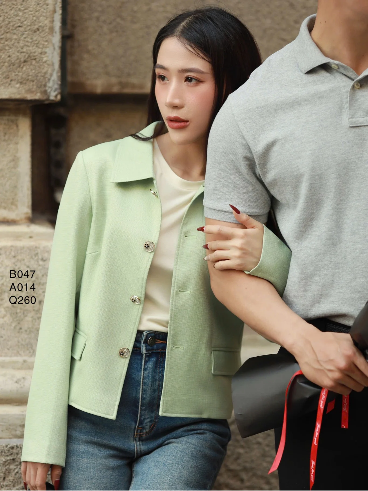 Blazer cổ lá sen xanh bơ SALE 