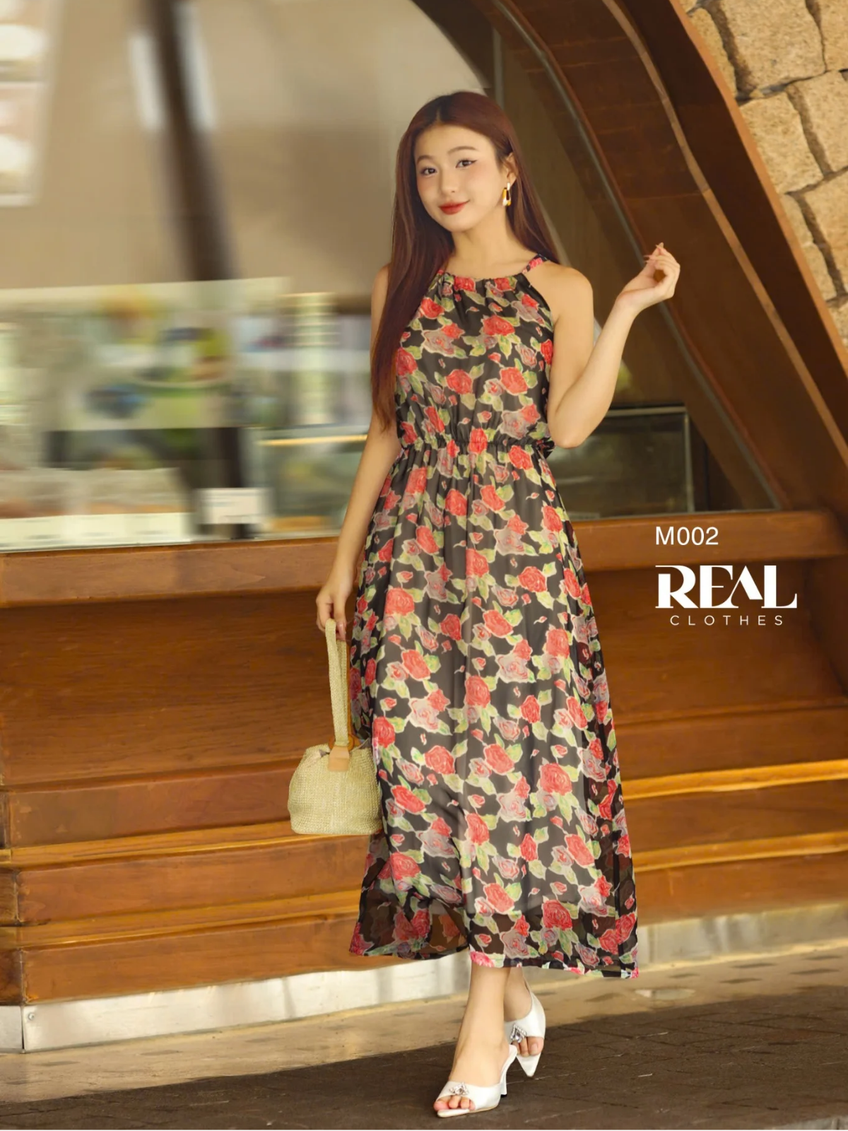 Maxi yếm midi hoa đen SALE