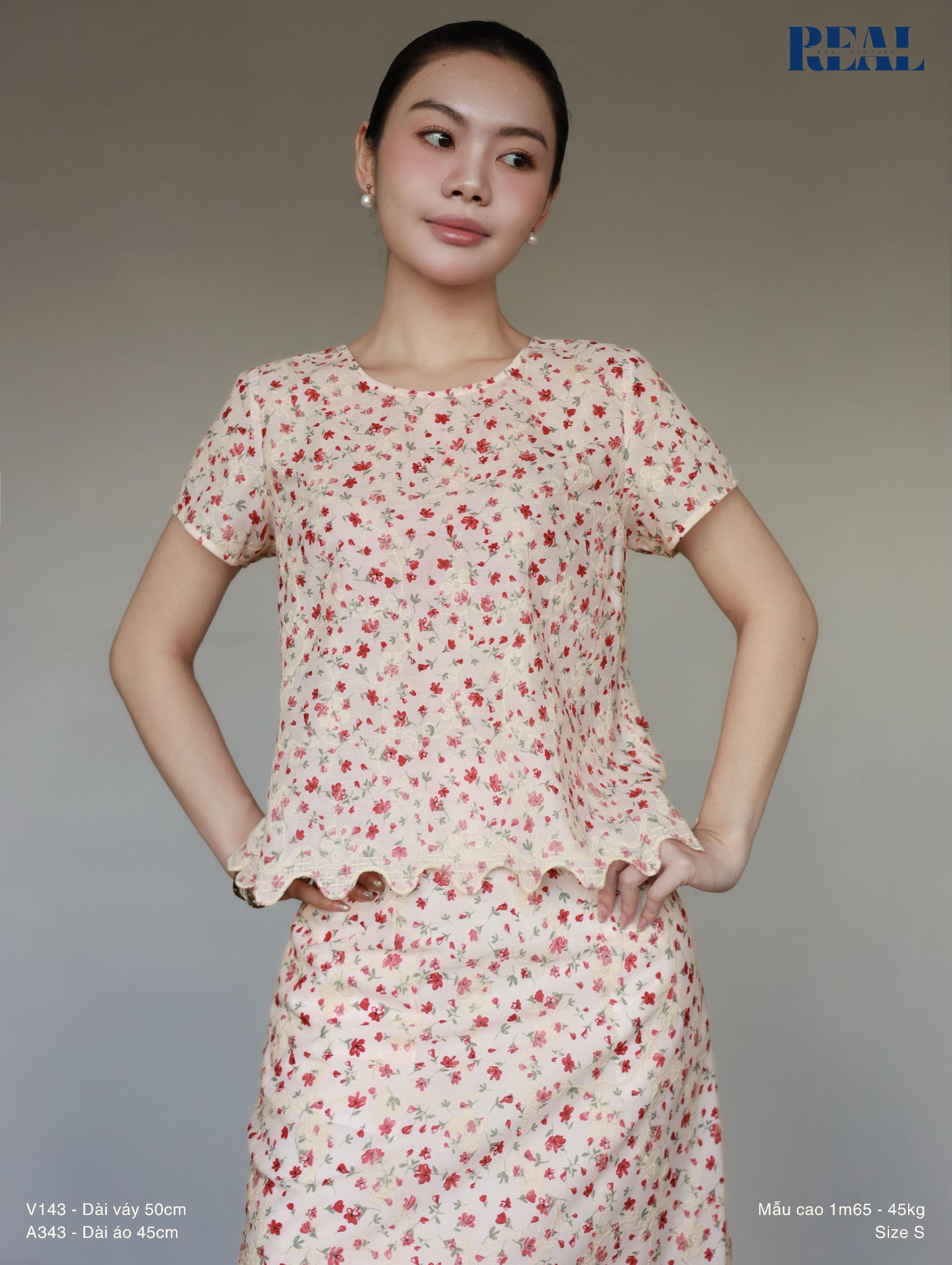 Váy cotton hoa thêu