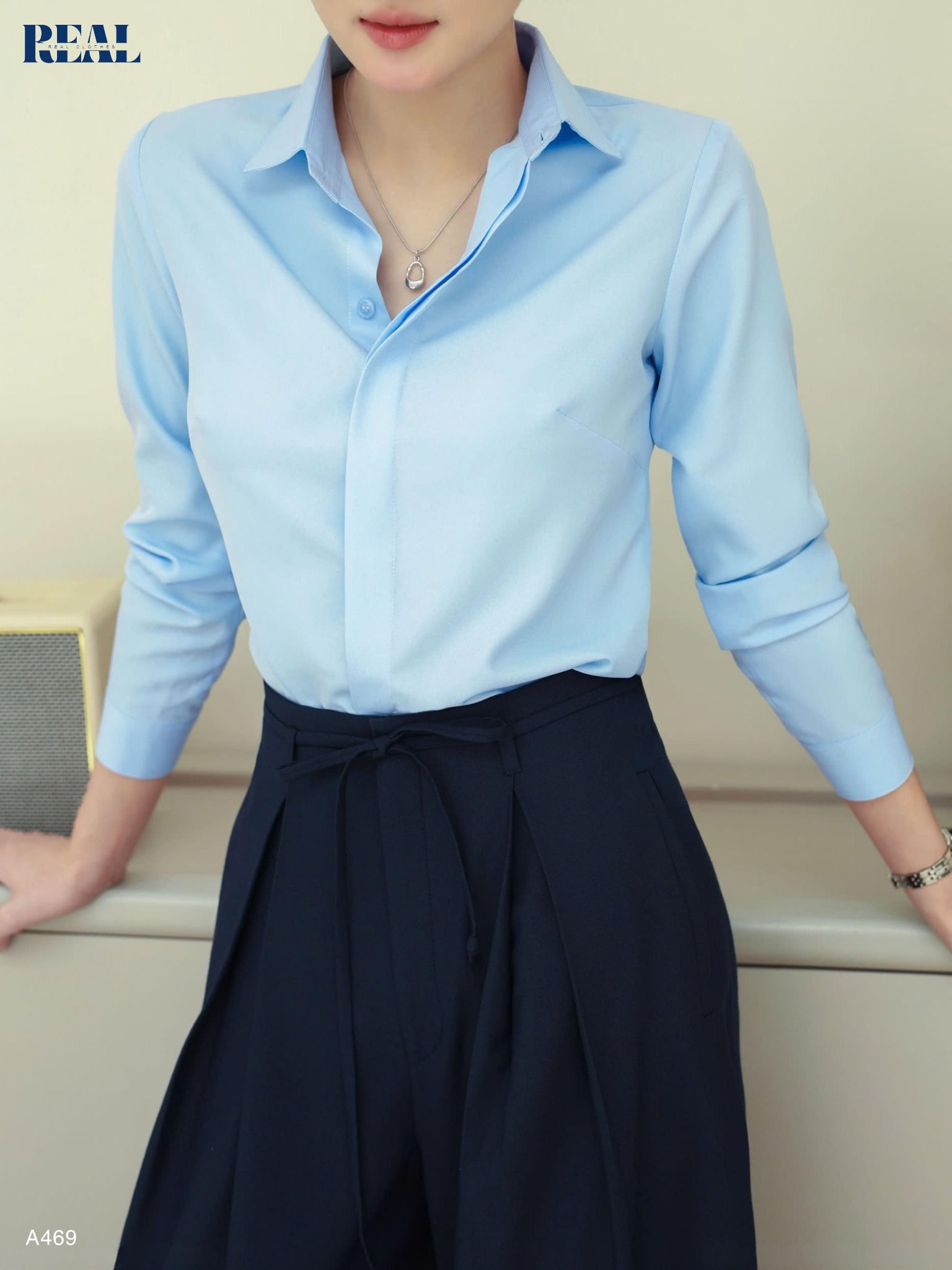 Sơ mi cổ Đức blue