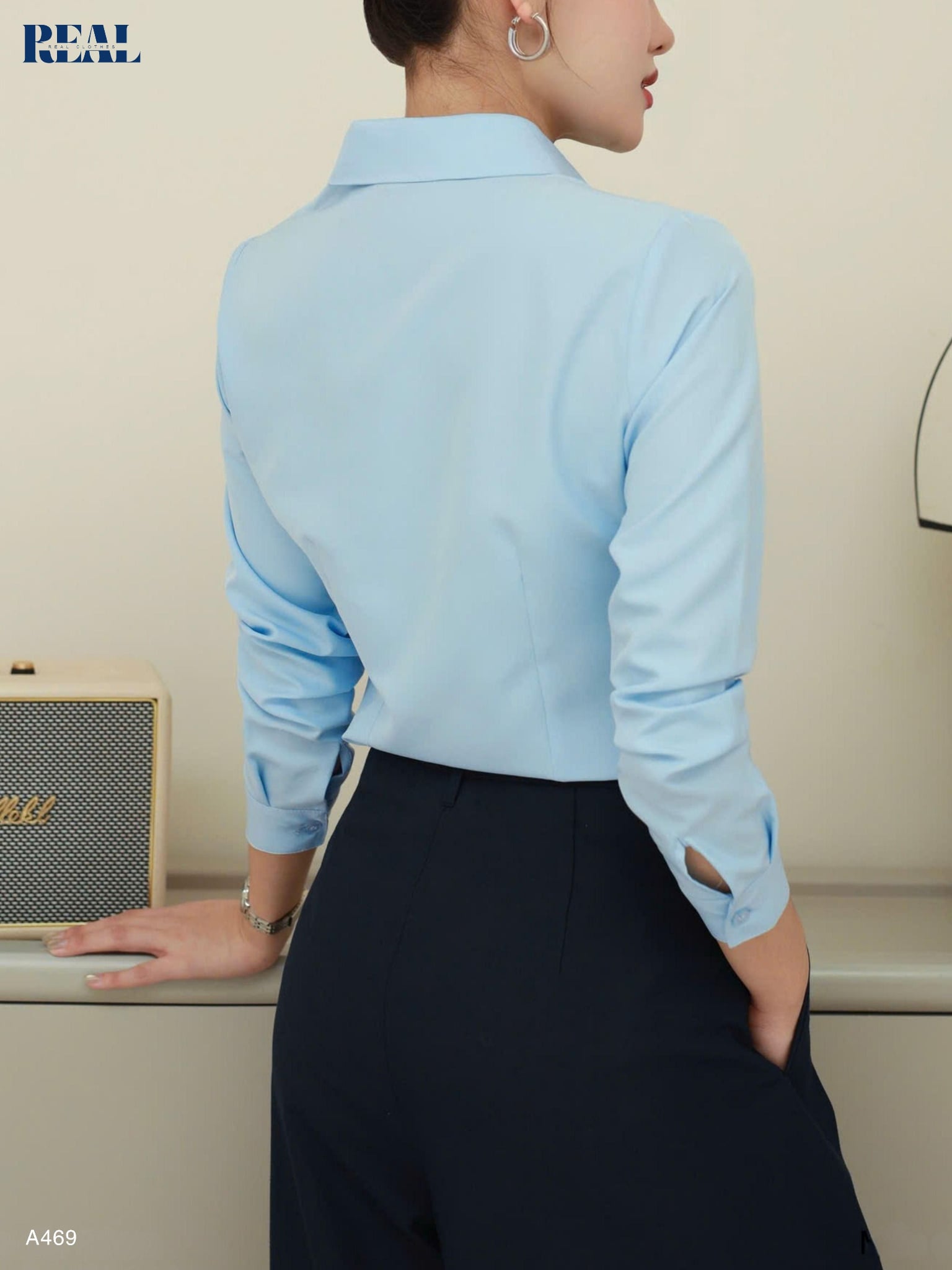 Sơ mi cổ Đức blue
