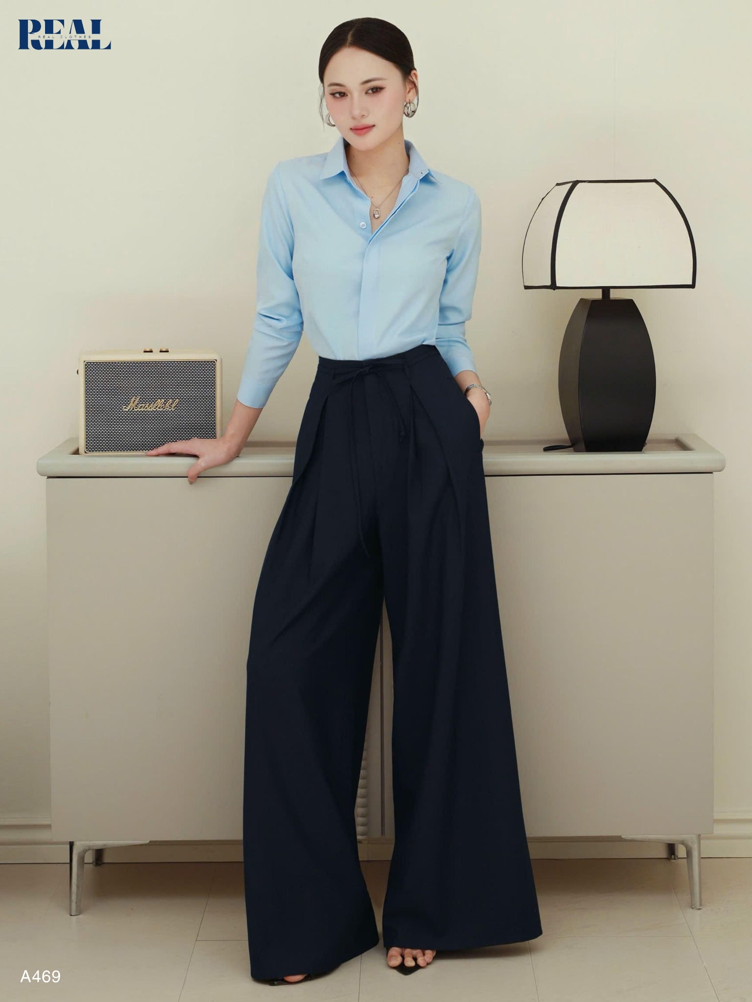 Sơ mi cổ Đức blue