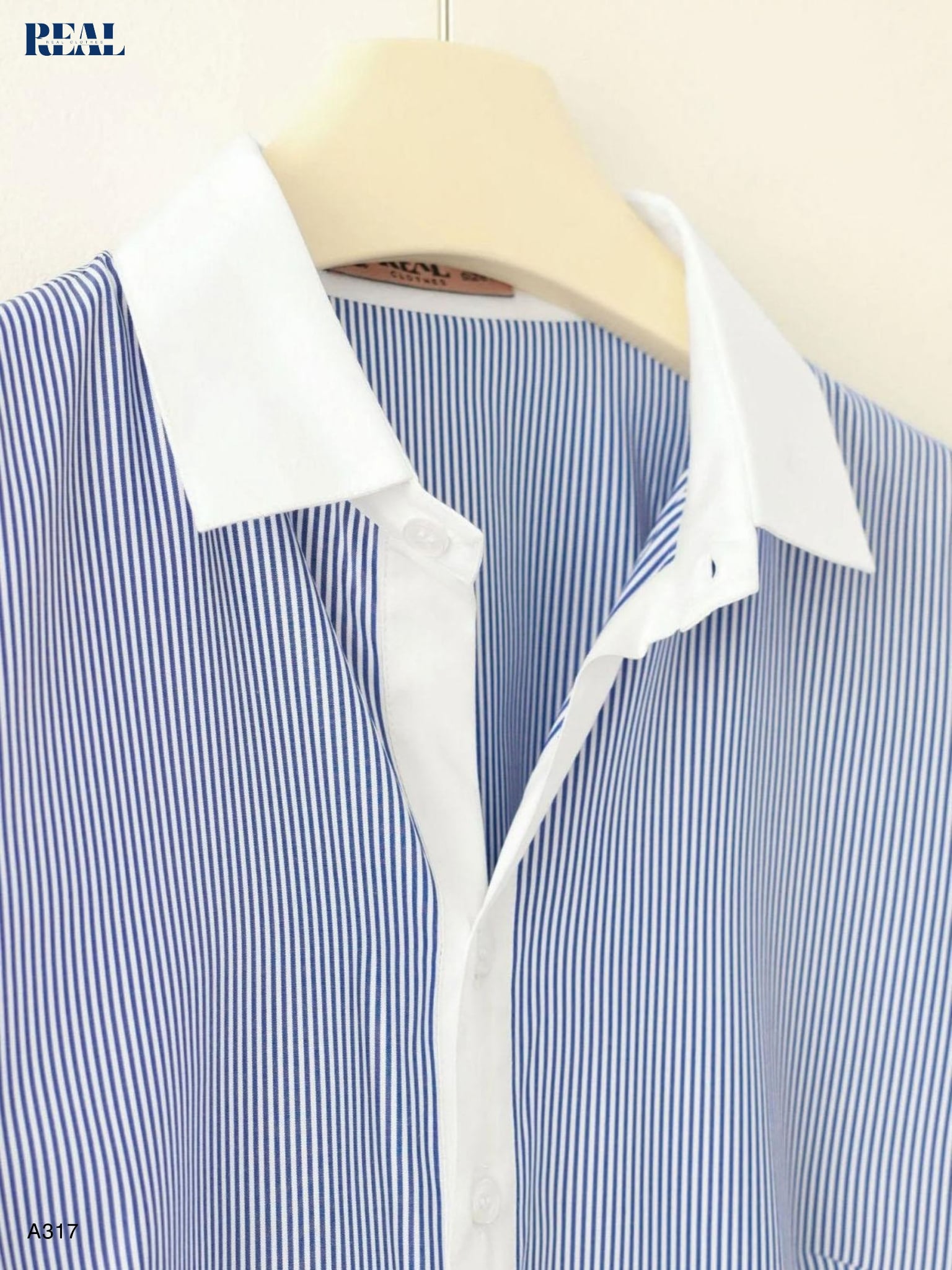 Sơ mi crop sọc xanh đậm SALE