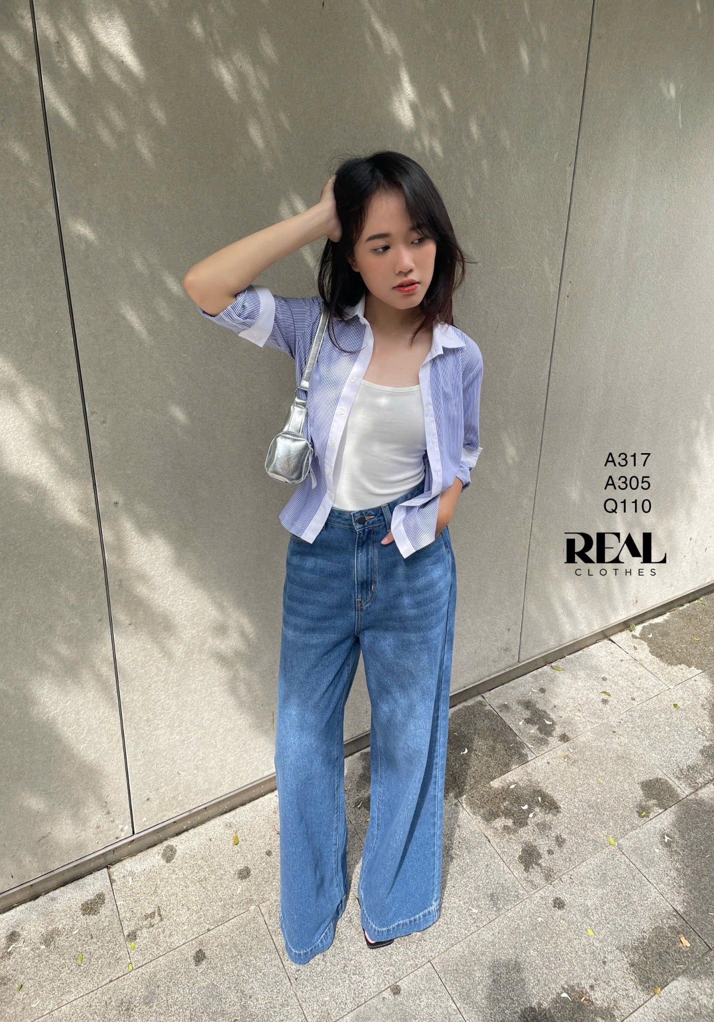 Sơ mi crop sọc