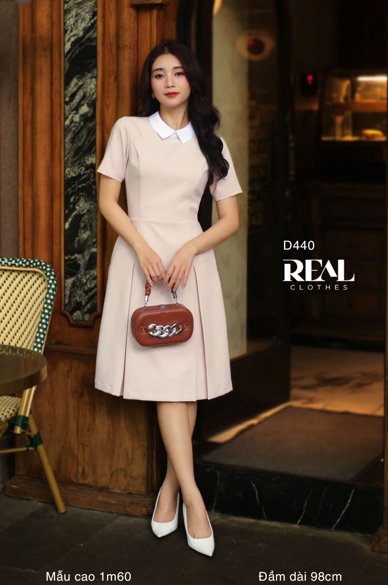 Đầm 2 xếp cổ sơ mi