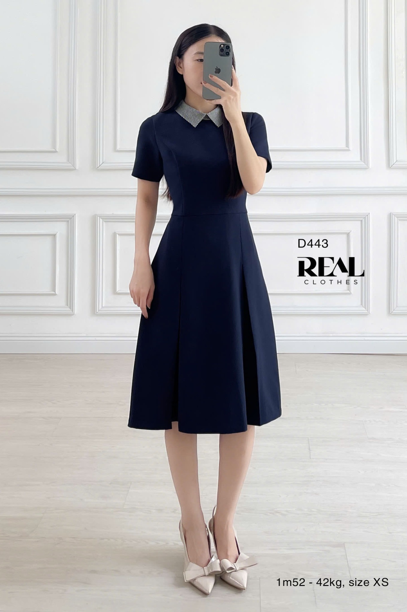 Đầm 2 xếp cổ sơ mi