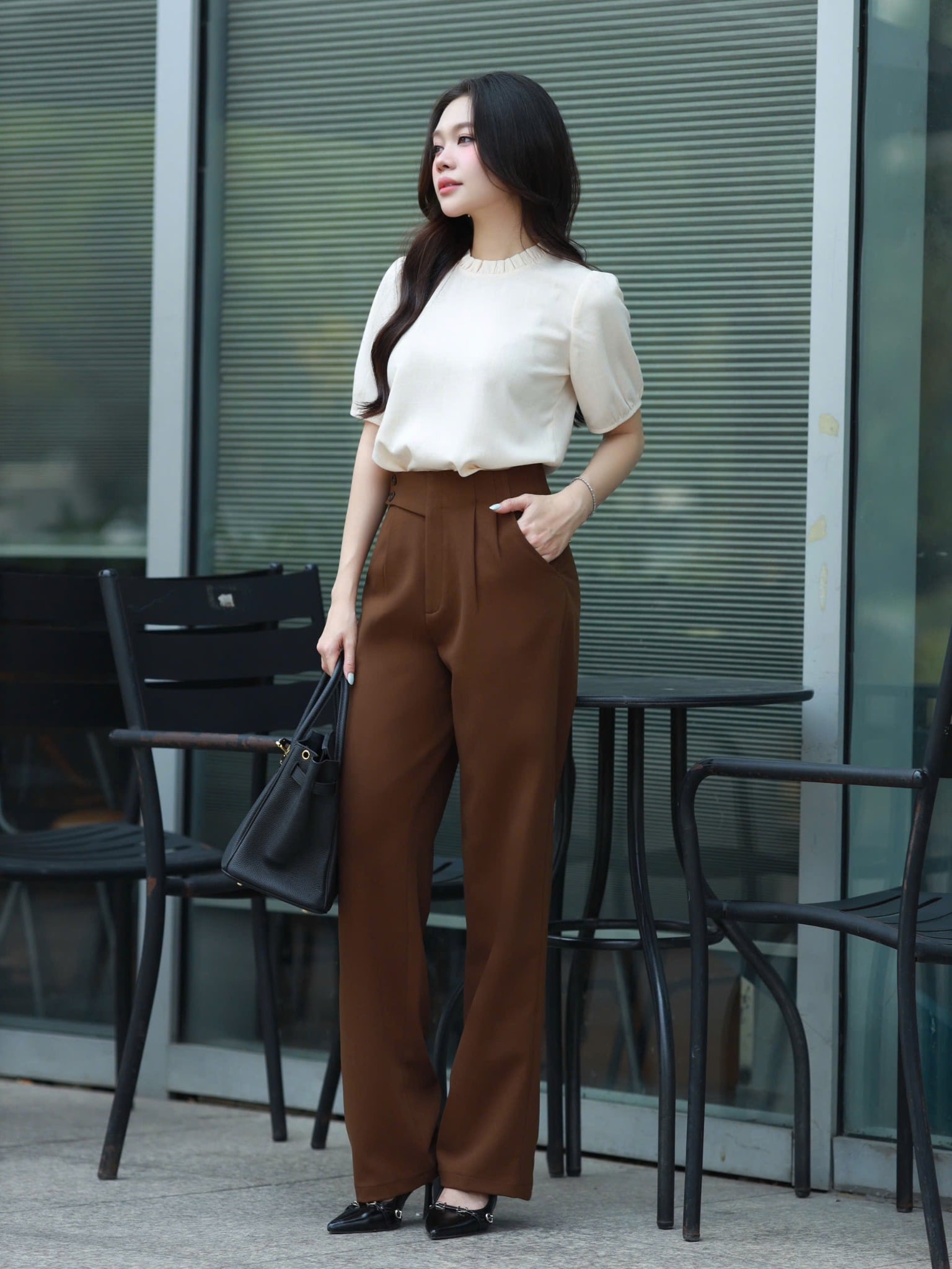 Quần suông Tokyo nút