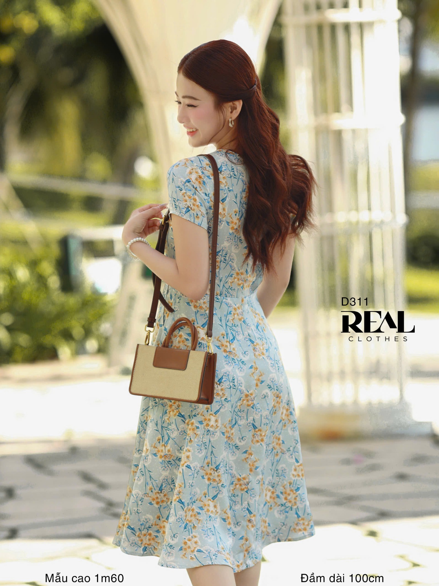 Đầm cổ tròn cách điệu hoa SALE