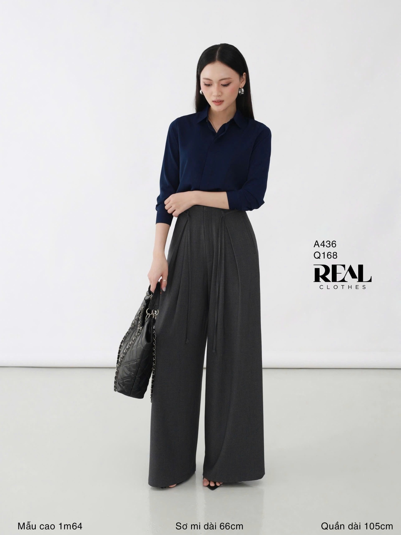 Quần ống rộng xám đậm - size XS