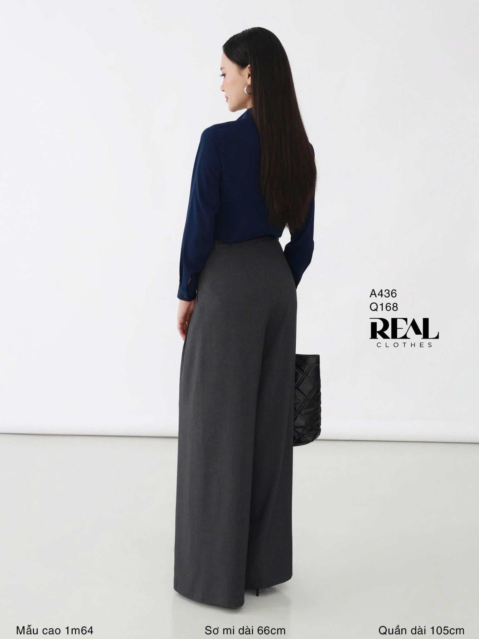 Quần ống rộng xám đậm - size XS