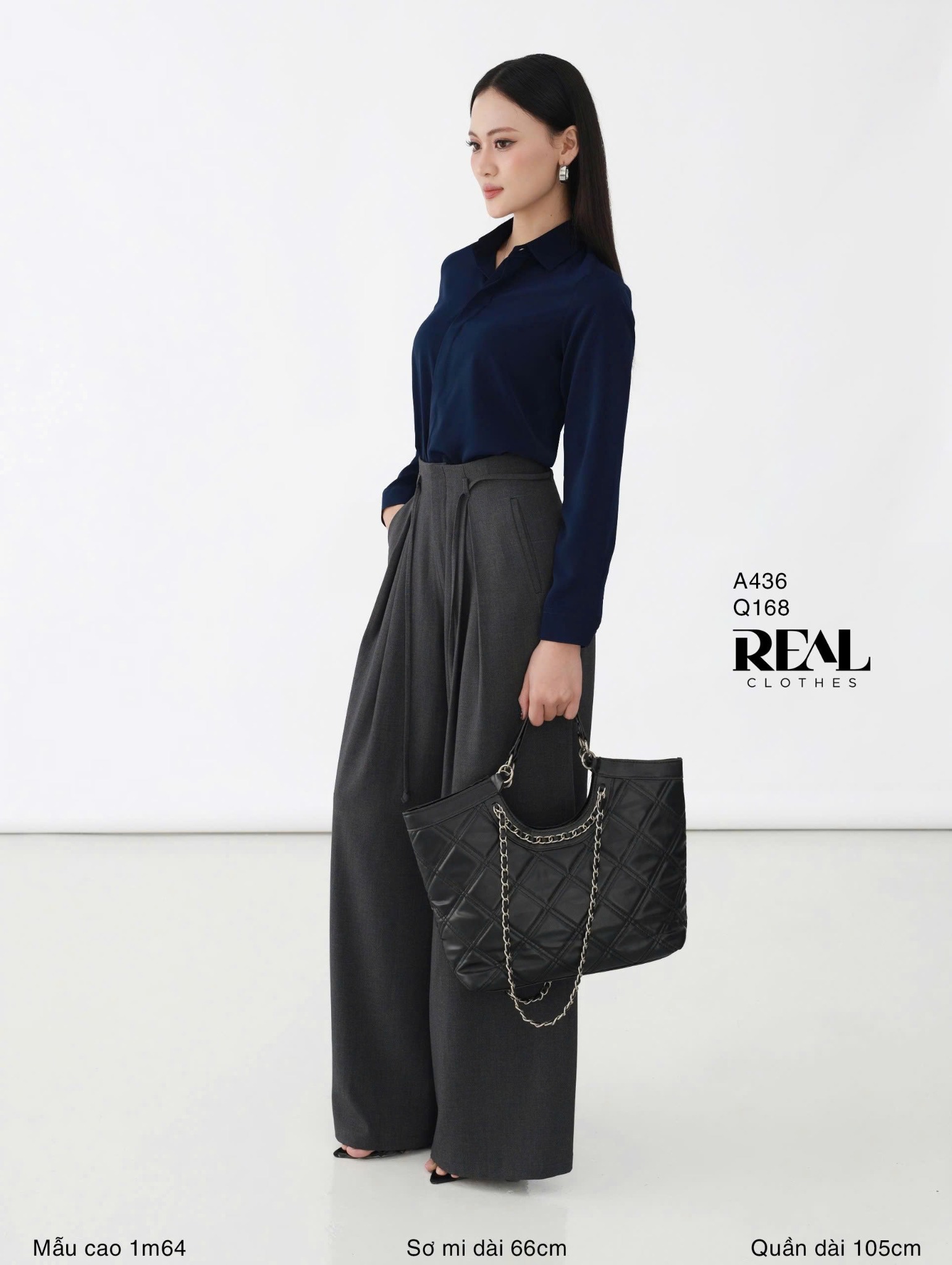 Quần ống rộng xám đậm - size XS