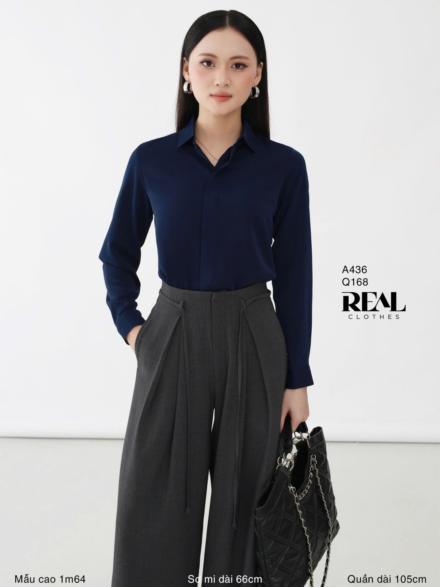 Quần ống rộng xám đậm - size XS