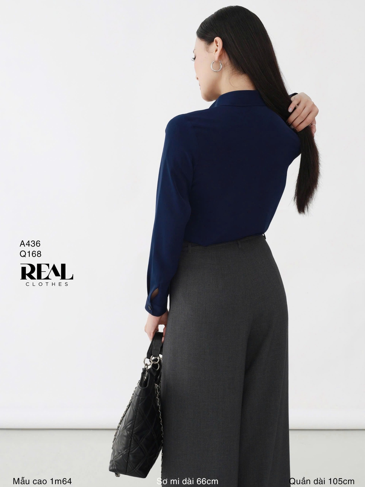 Quần ống rộng xám đậm - size XS