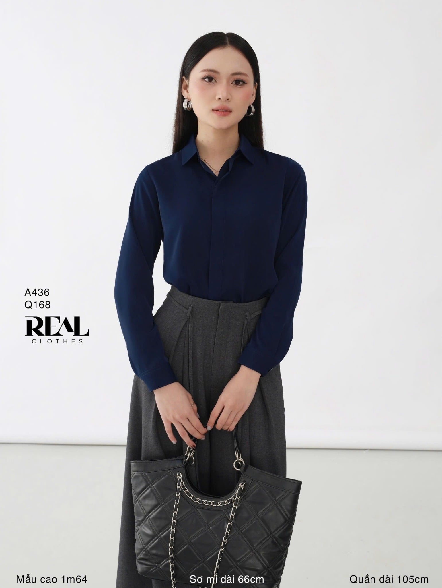 Quần ống rộng xám đậm - size XS