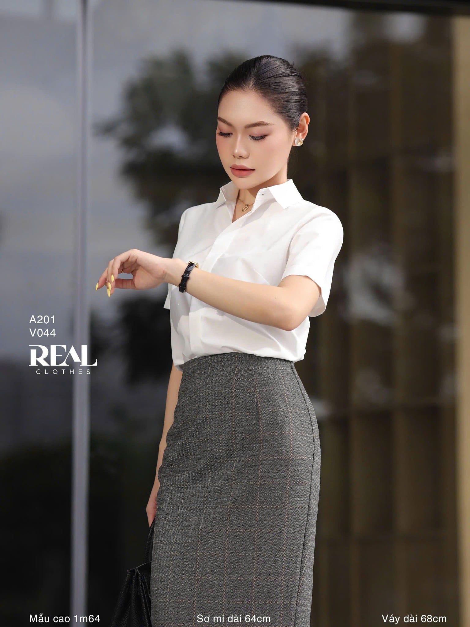  Sơ mi lụa sồi trắng tay đủ 