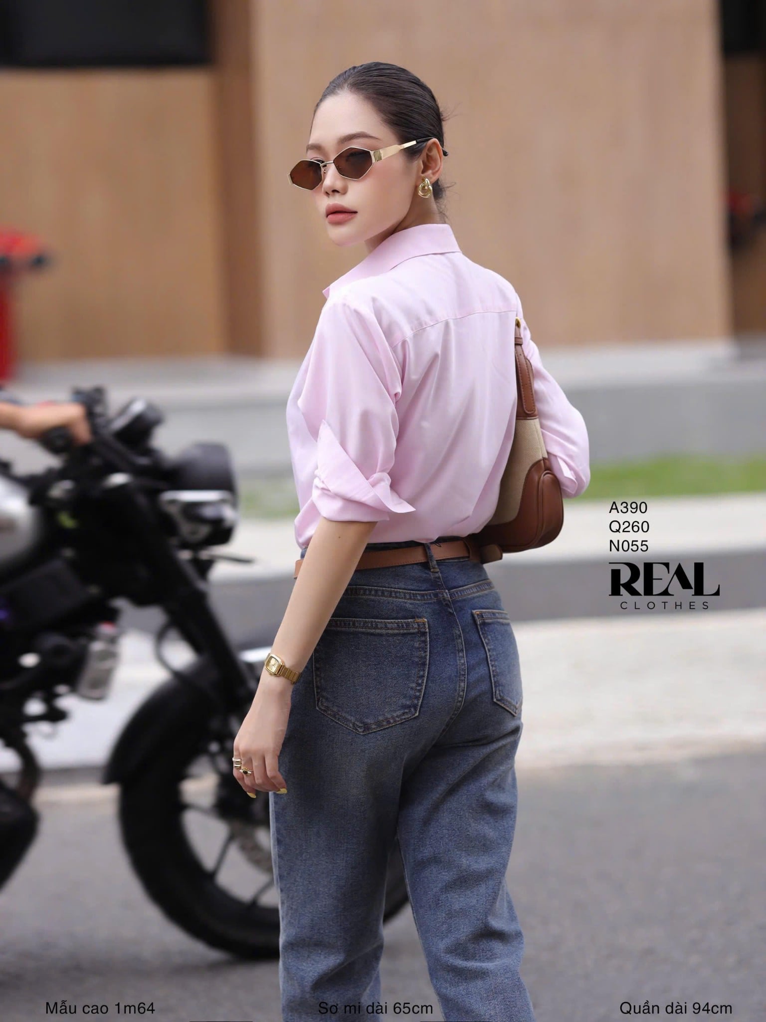 Quần Jeans lật lai xanh đậm - size XS