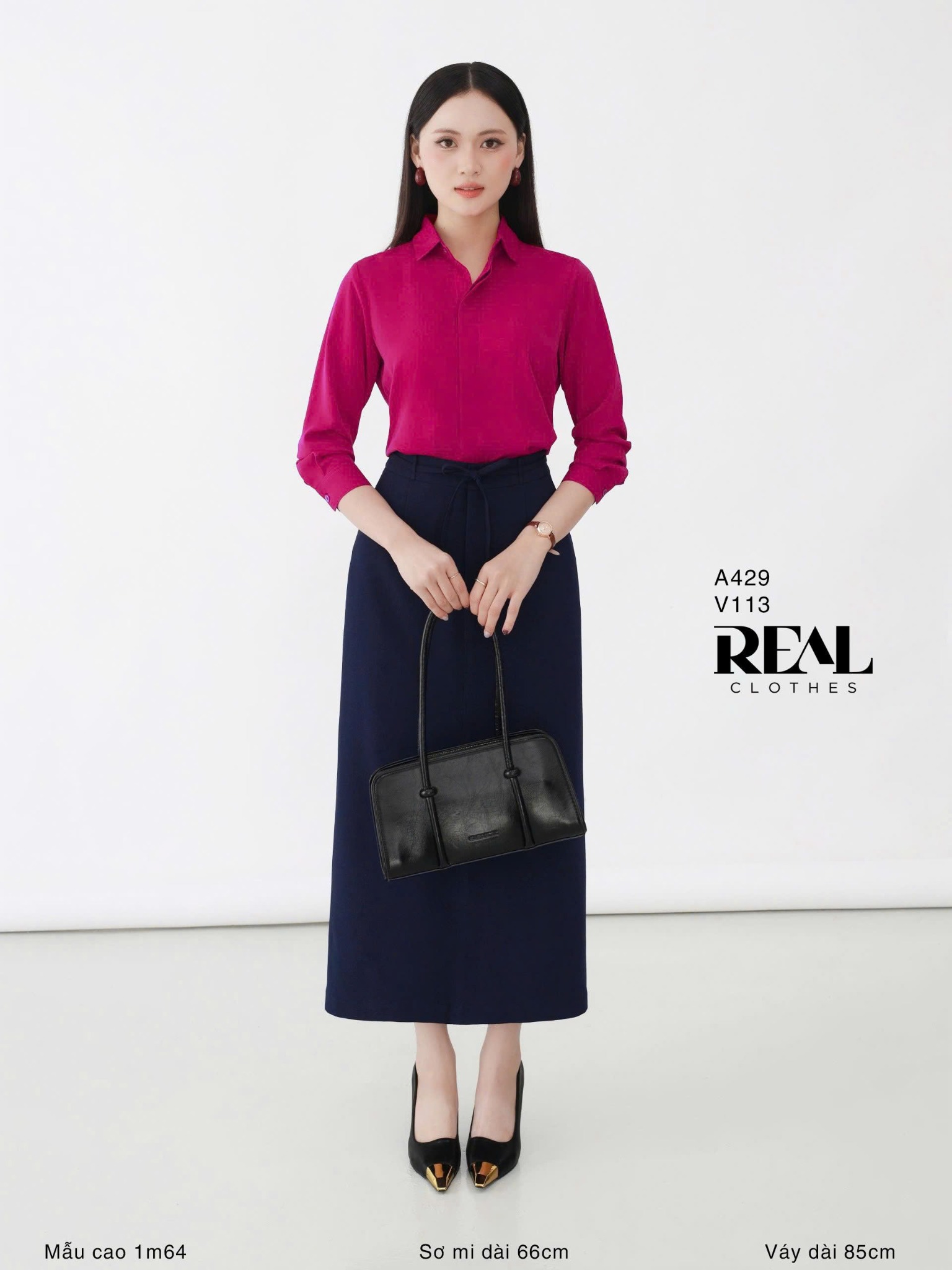 Sơ mi cổ mềm hồng cẩm