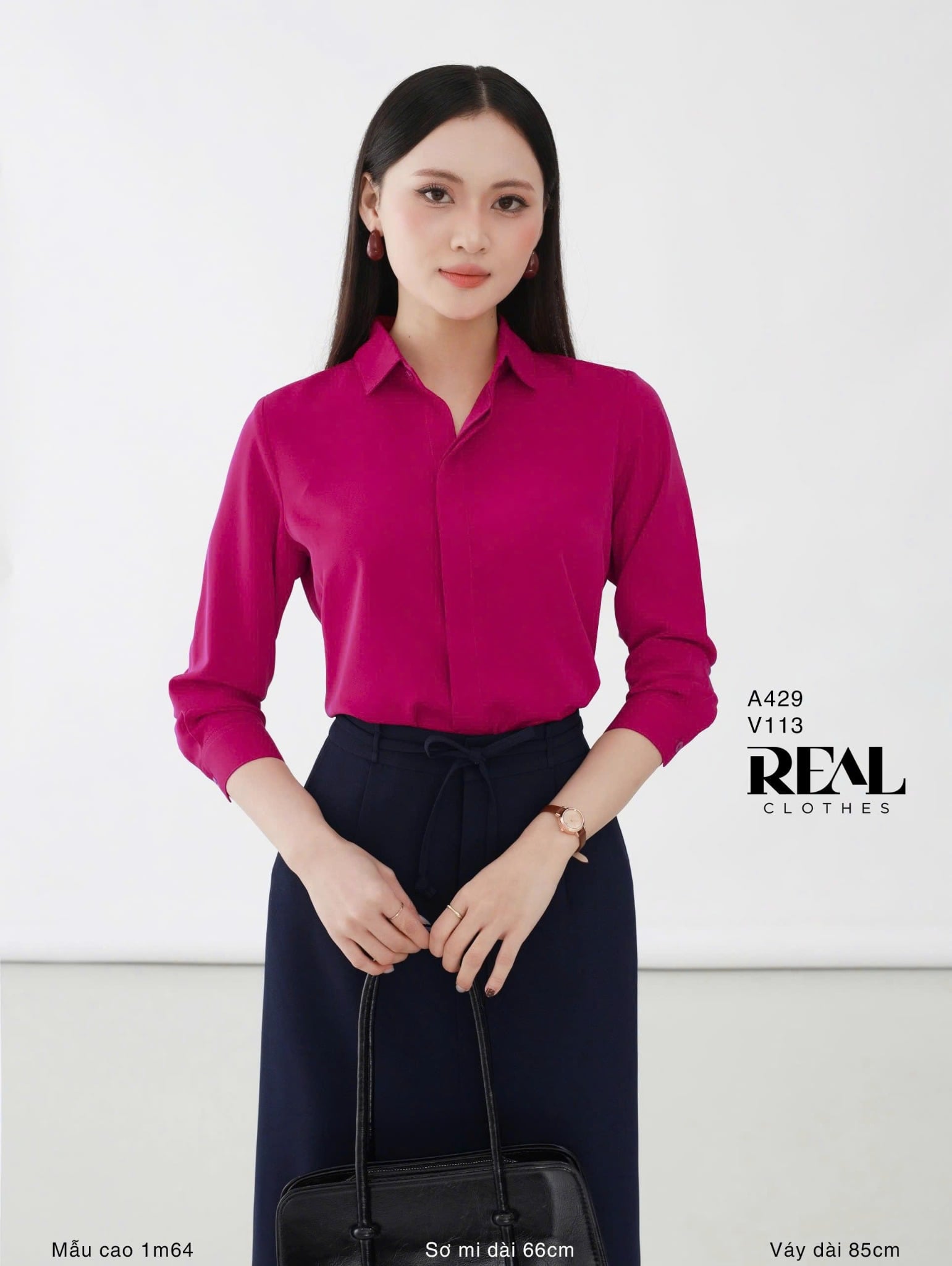  Sơ mi cổ mềm hồng cẩm 