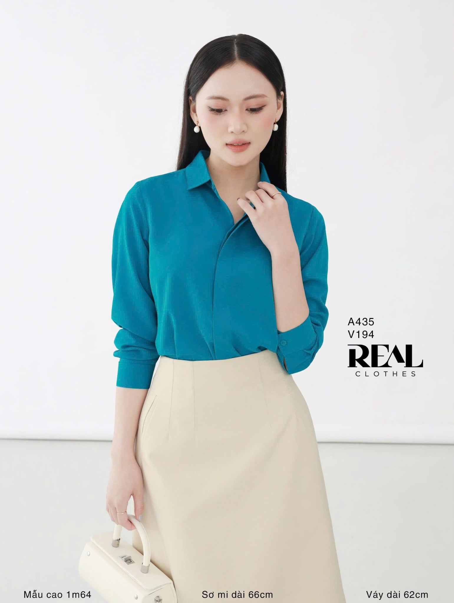  Sơ mi cổ mềm xanh cổ vịt MỚI 