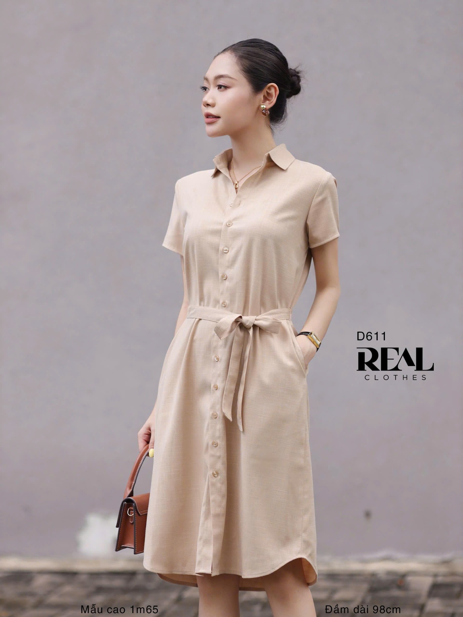 Đầm sơ mi linen bạc xỉu