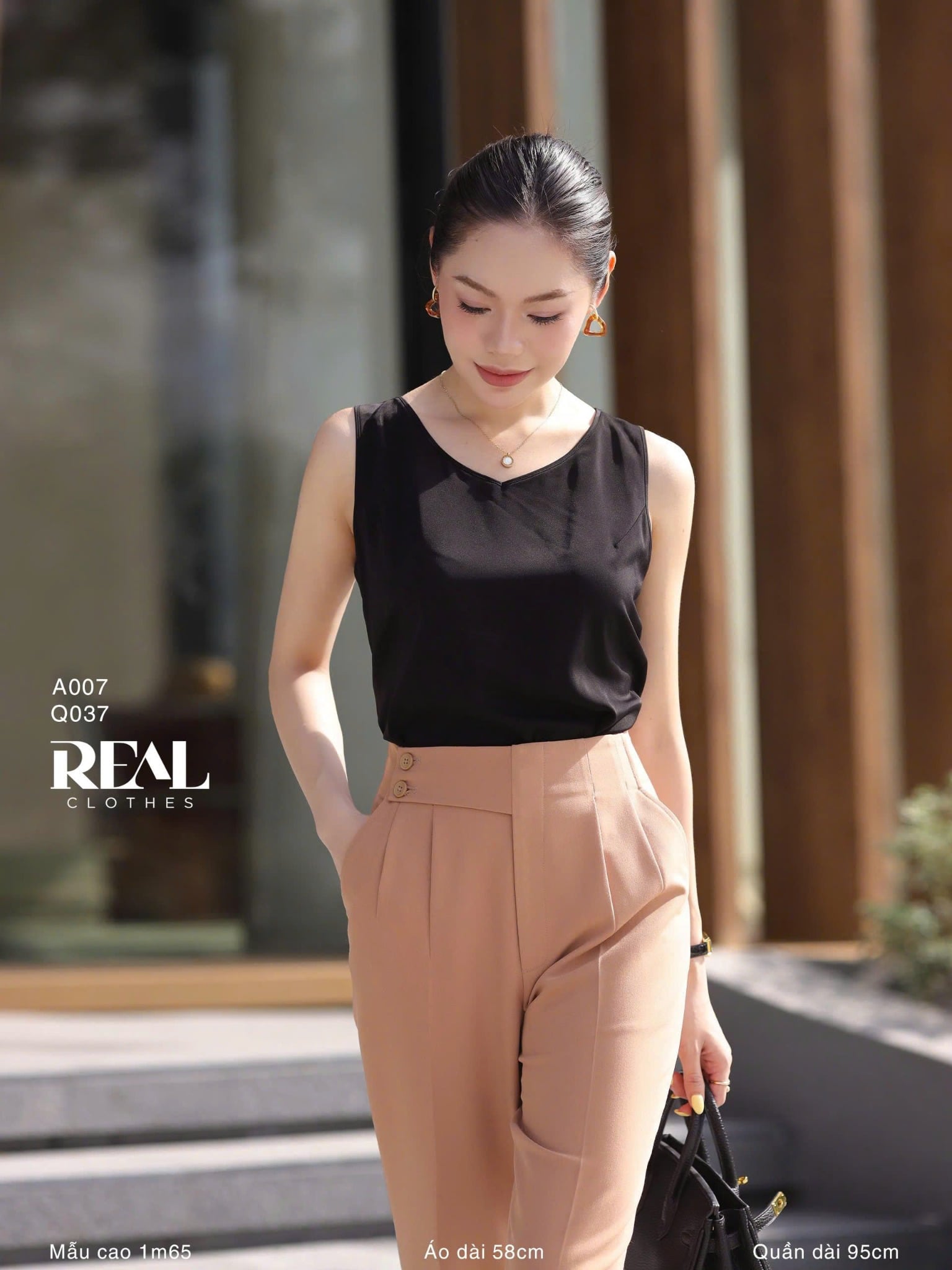 Quần Tokyo nút da bò