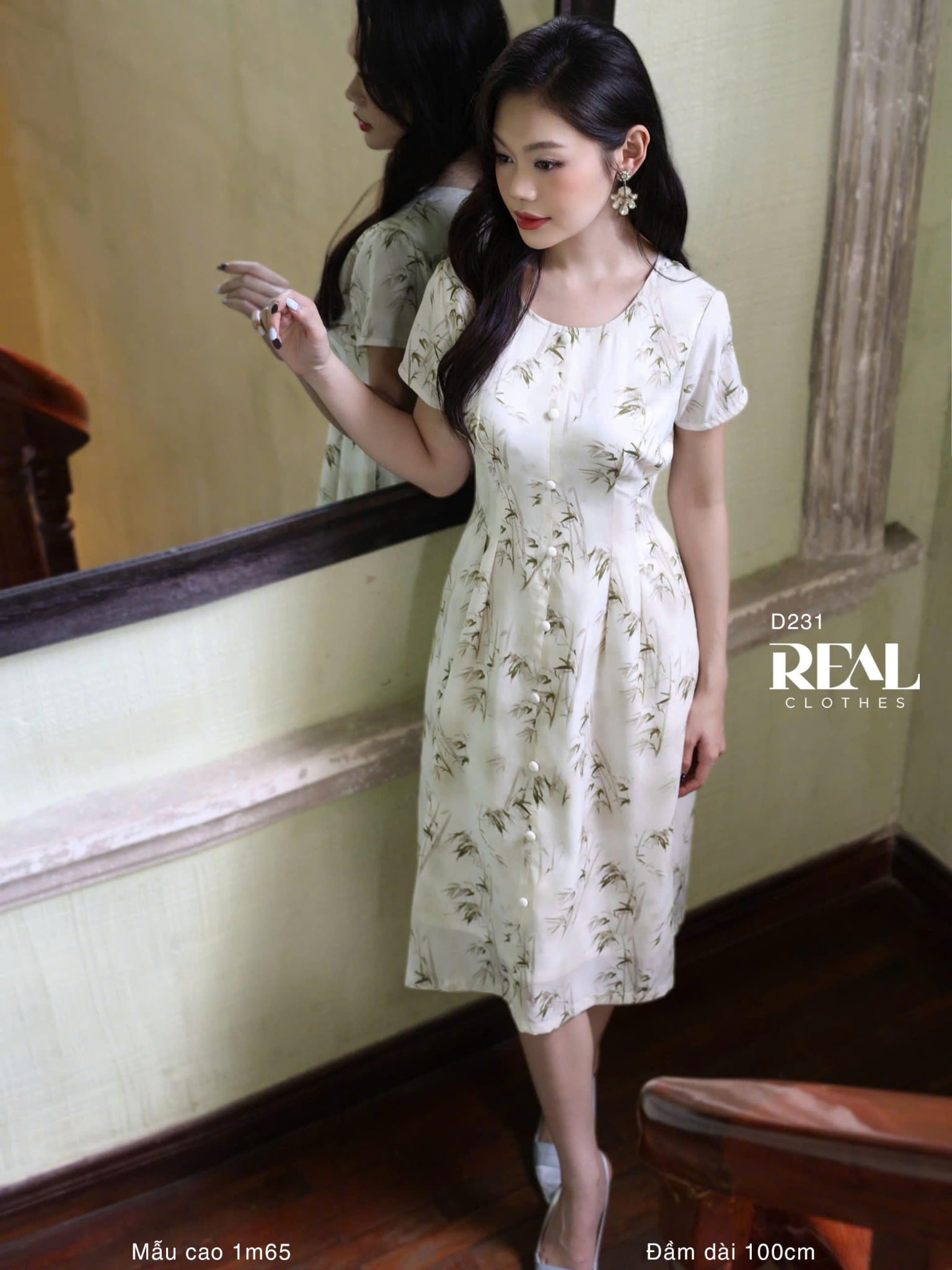 Đầm xếp eo bamboo xanh lá SALE