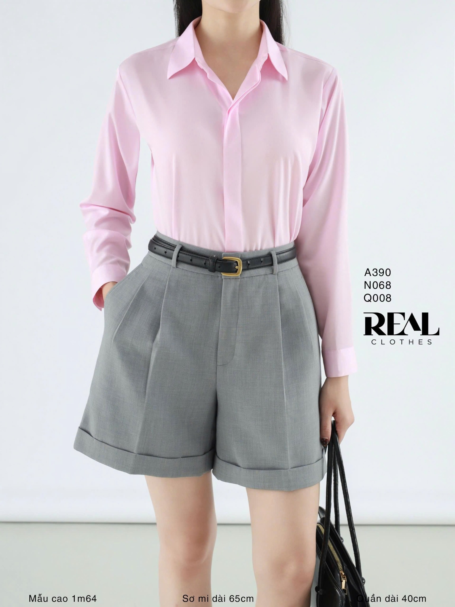 Quần short lật lai xám