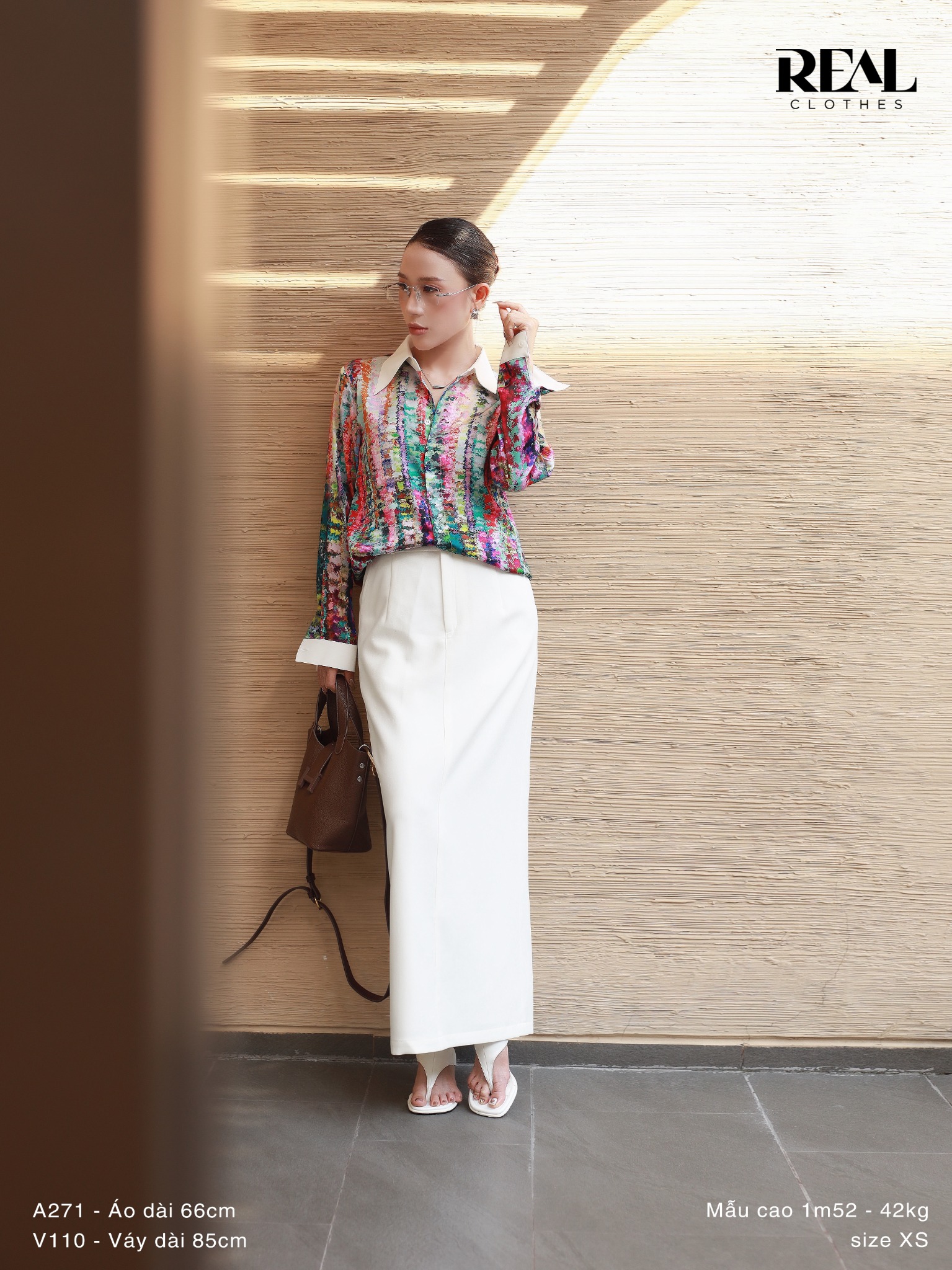 Sơ mi phối cổ họa tiết