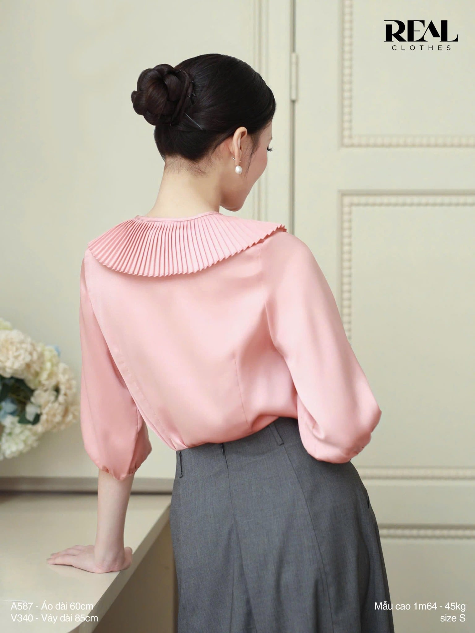 Áo cổ xếp hồng FINAL SALE