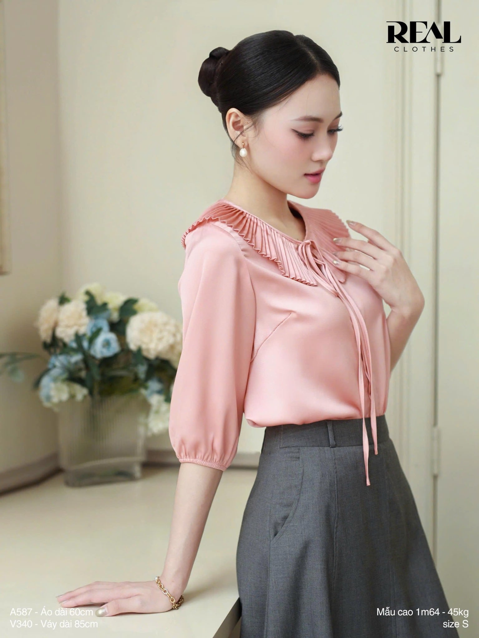  Áo cổ xếp hồng FINAL SALE 