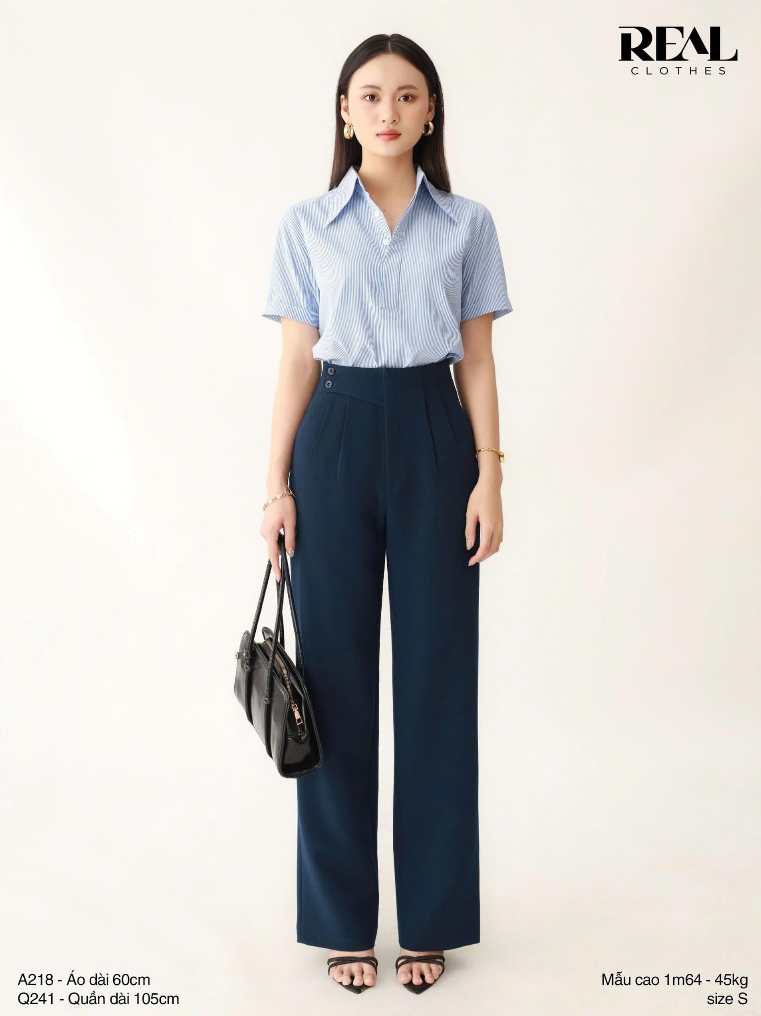  Quần suông Tokyo nút navy 