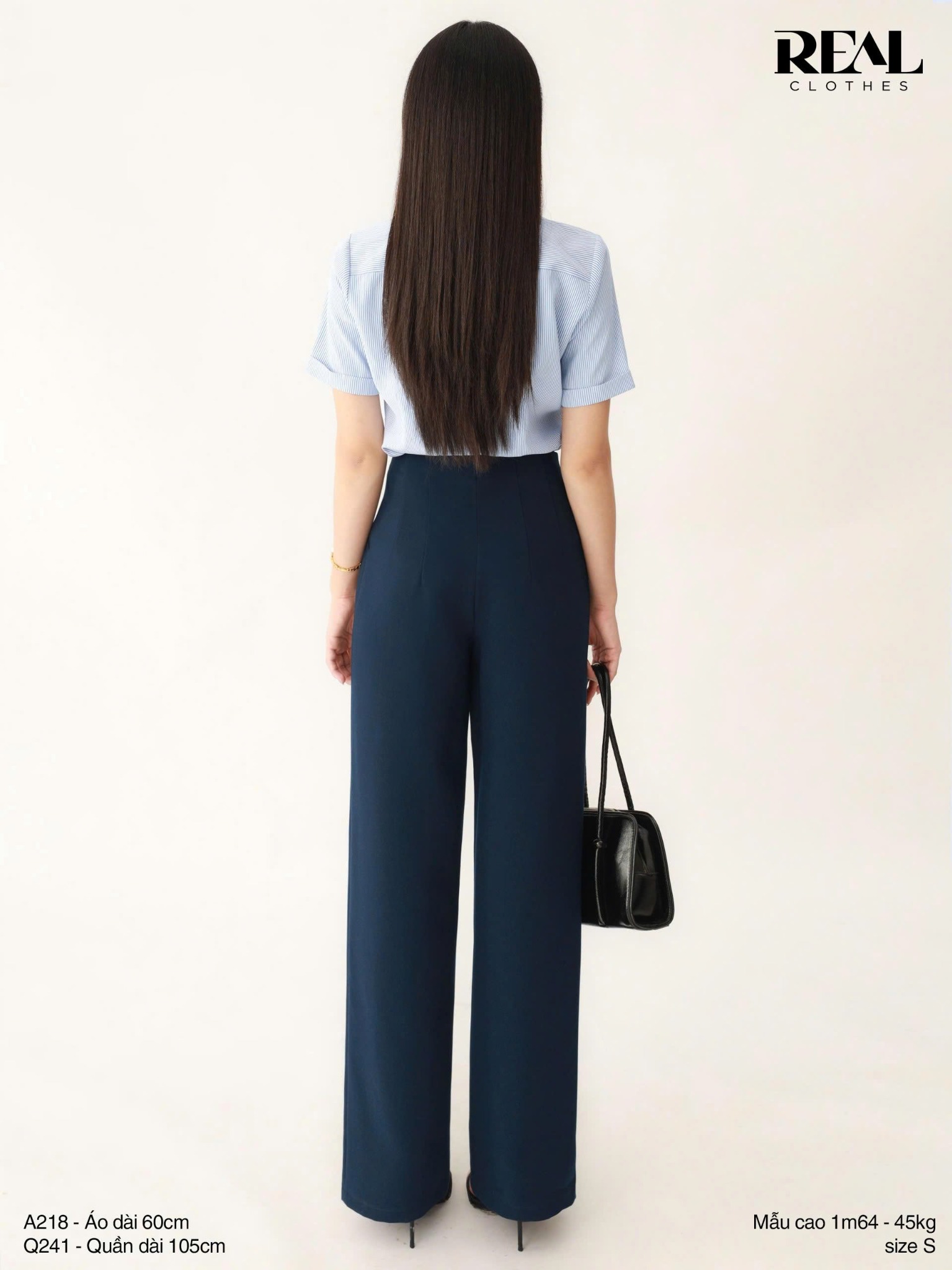 Quần suông Tokyo nút navy