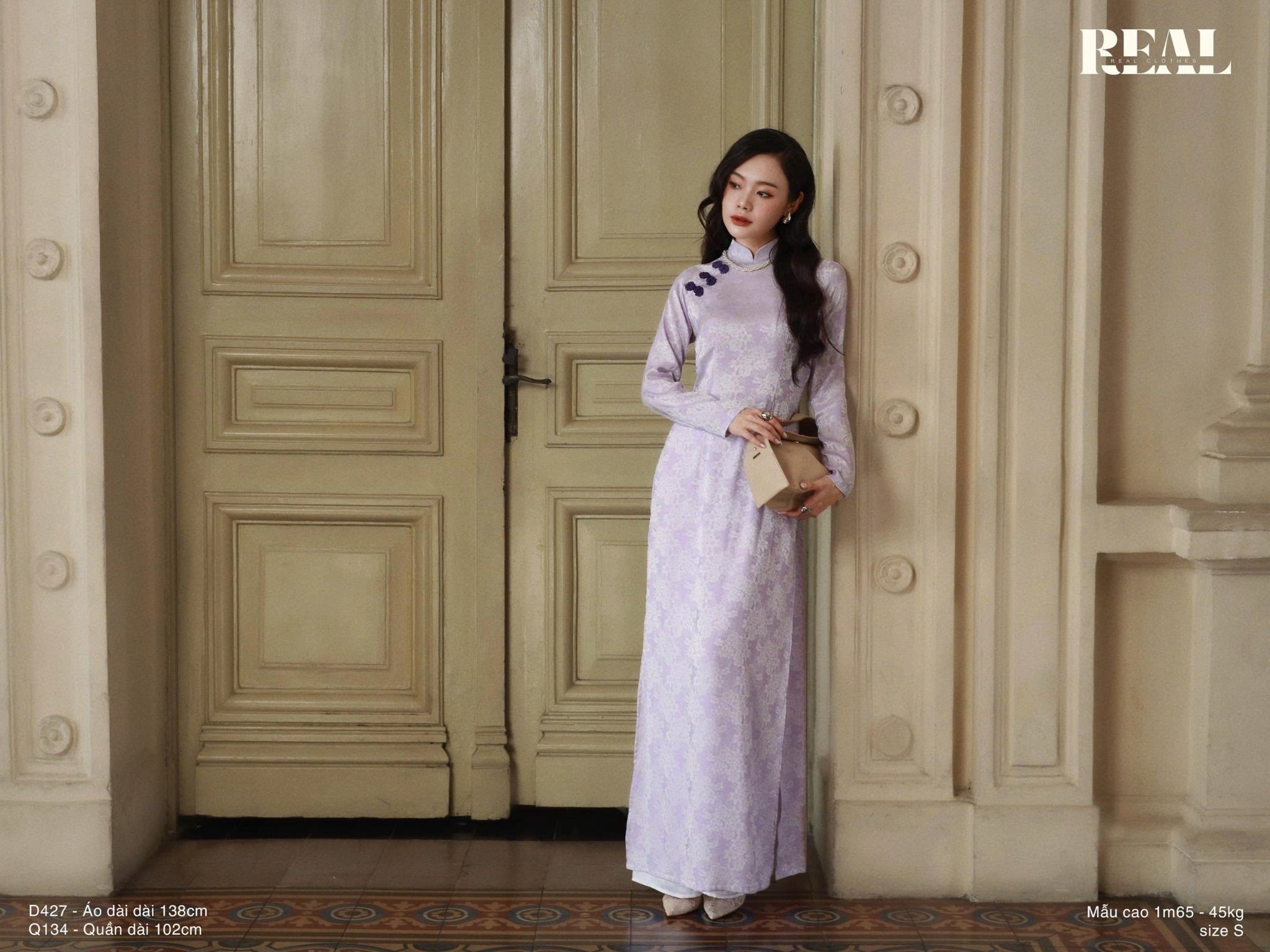 Áo dài truyền thống Nhã An tím tay dài MỚI