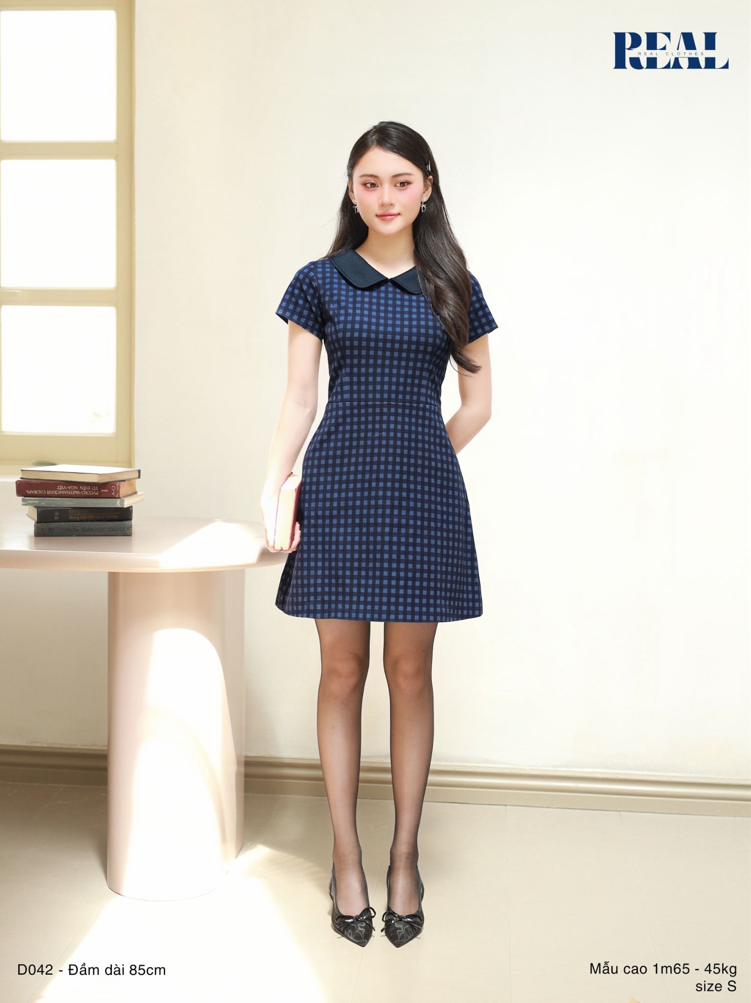 Đầm Jennie form A cổ lá sen