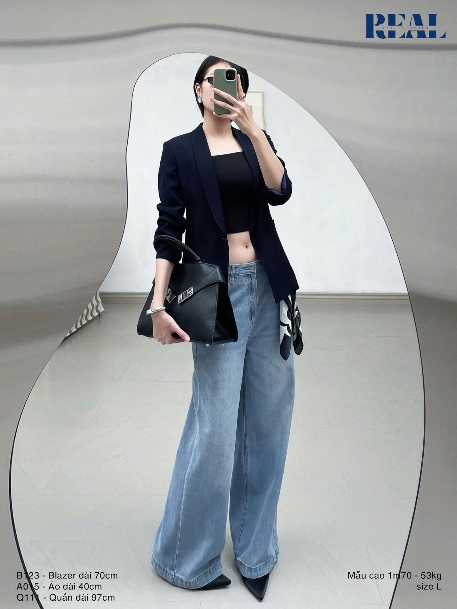 Quần Jeans suông xanh nhạt