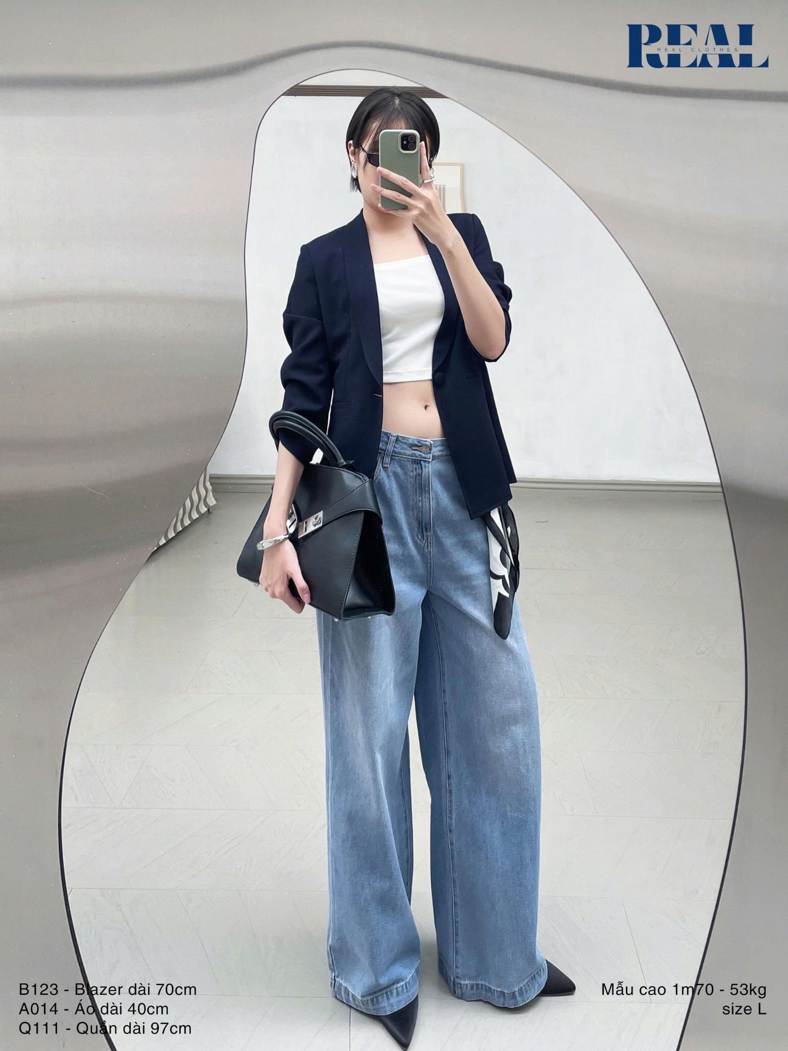 Quần Jeans suông xanh nhạt