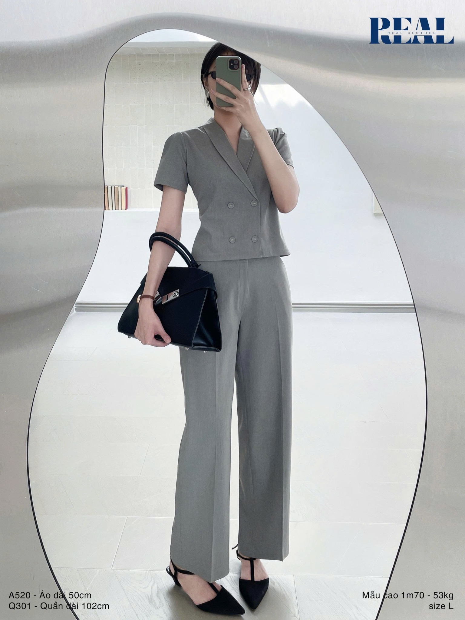 Áo Emma xám nhạt