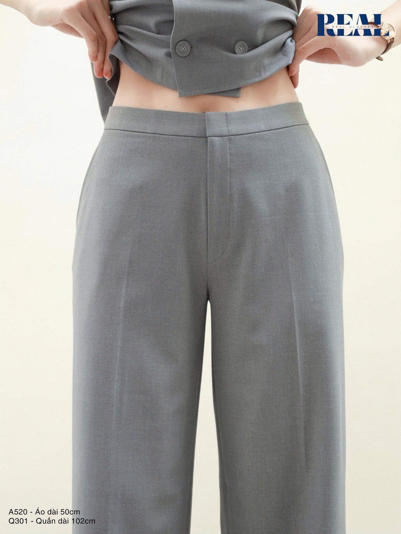 Quần lưng thun suông xám nhạt