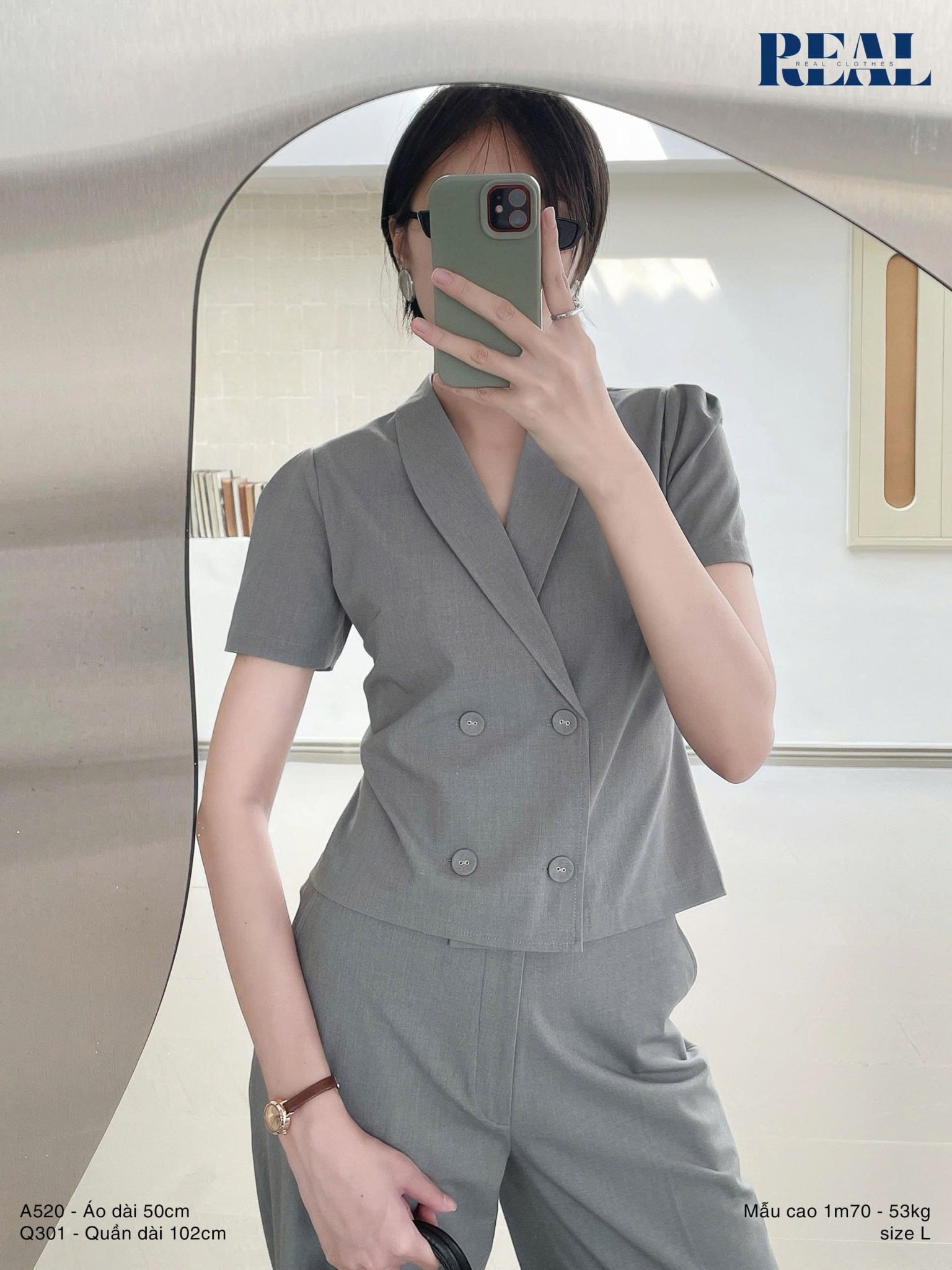 Quần lưng thun suông xám nhạt