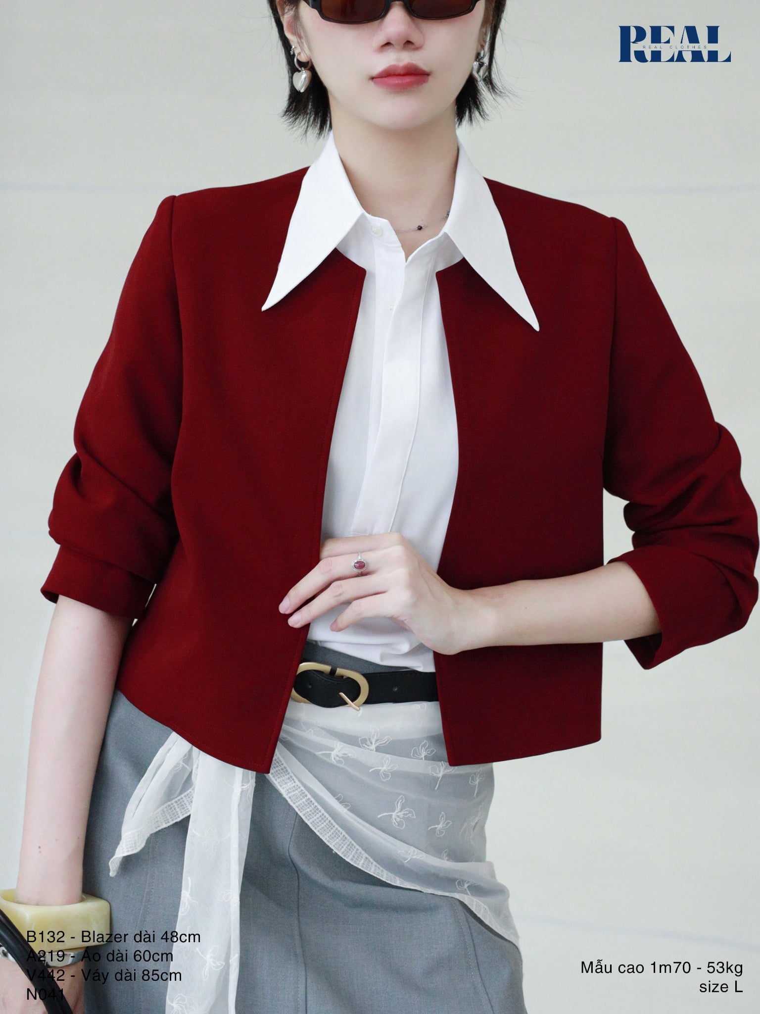 Blazer cổ tròn