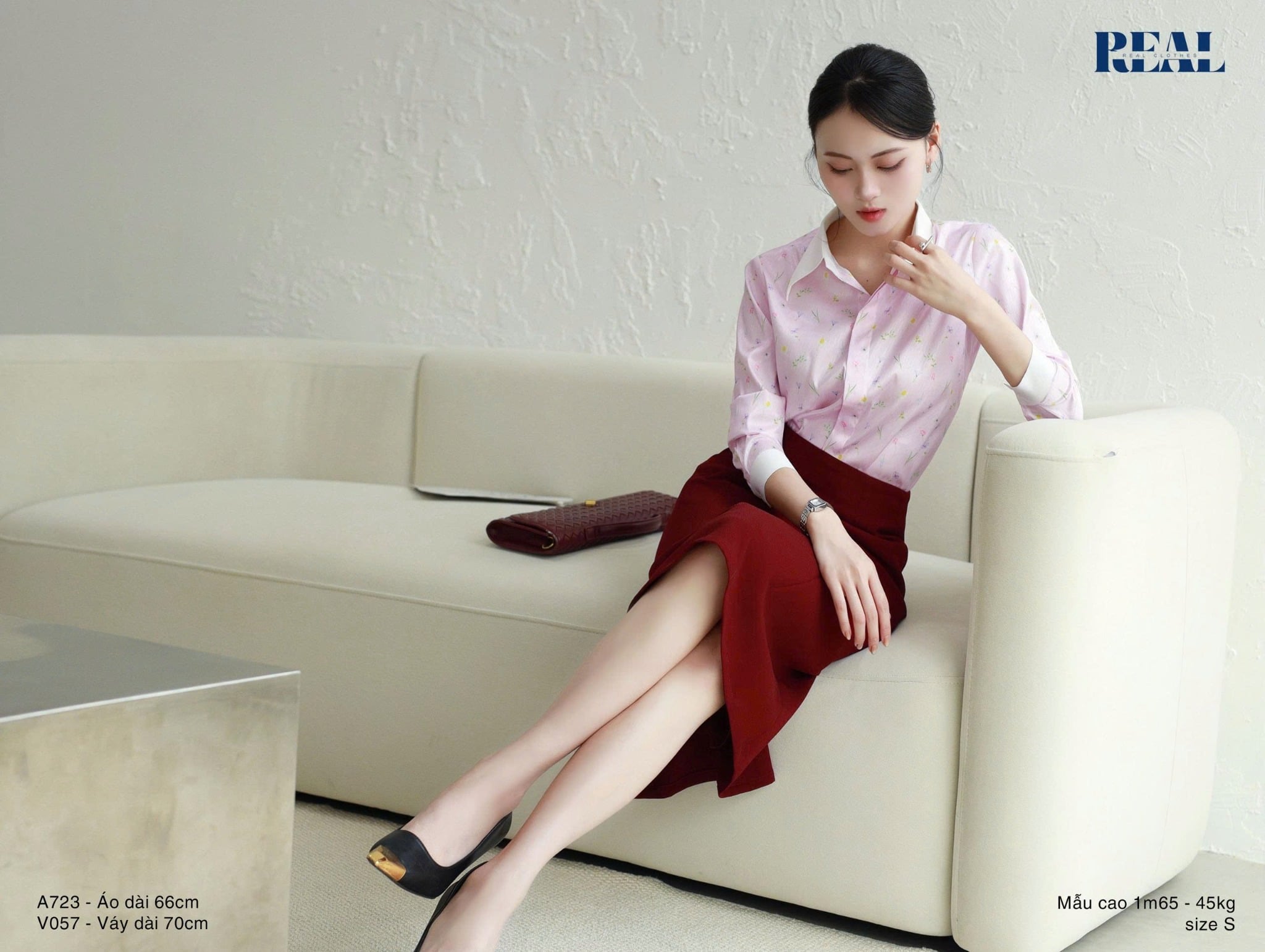 Sơ mi phối cổ hoa hồng