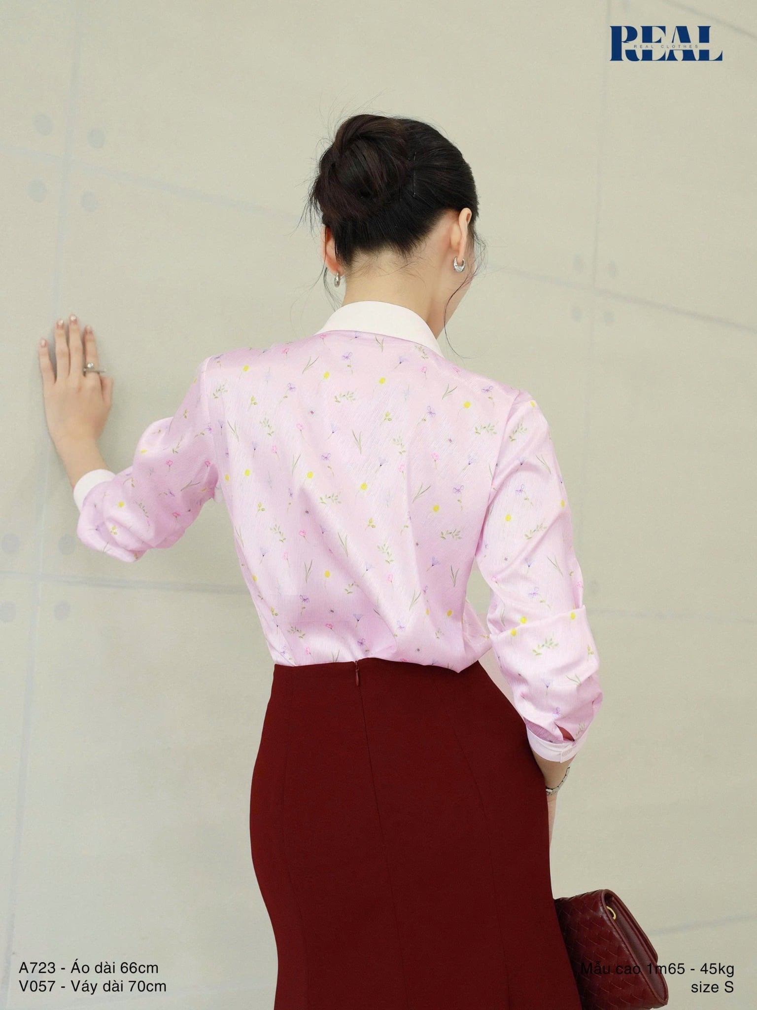 Sơ mi phối cổ hoa hồng