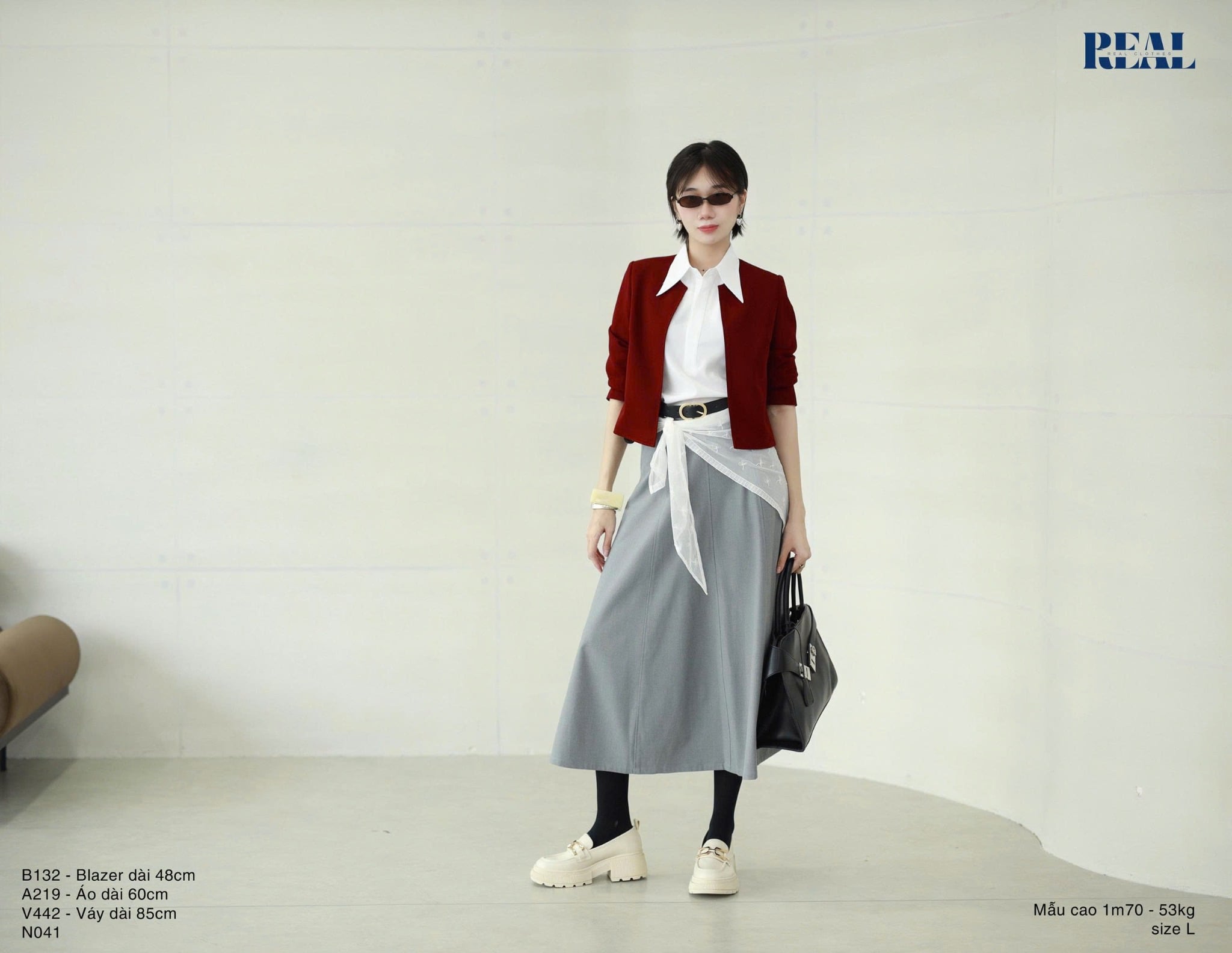 Blazer cổ tròn cindy đỏ