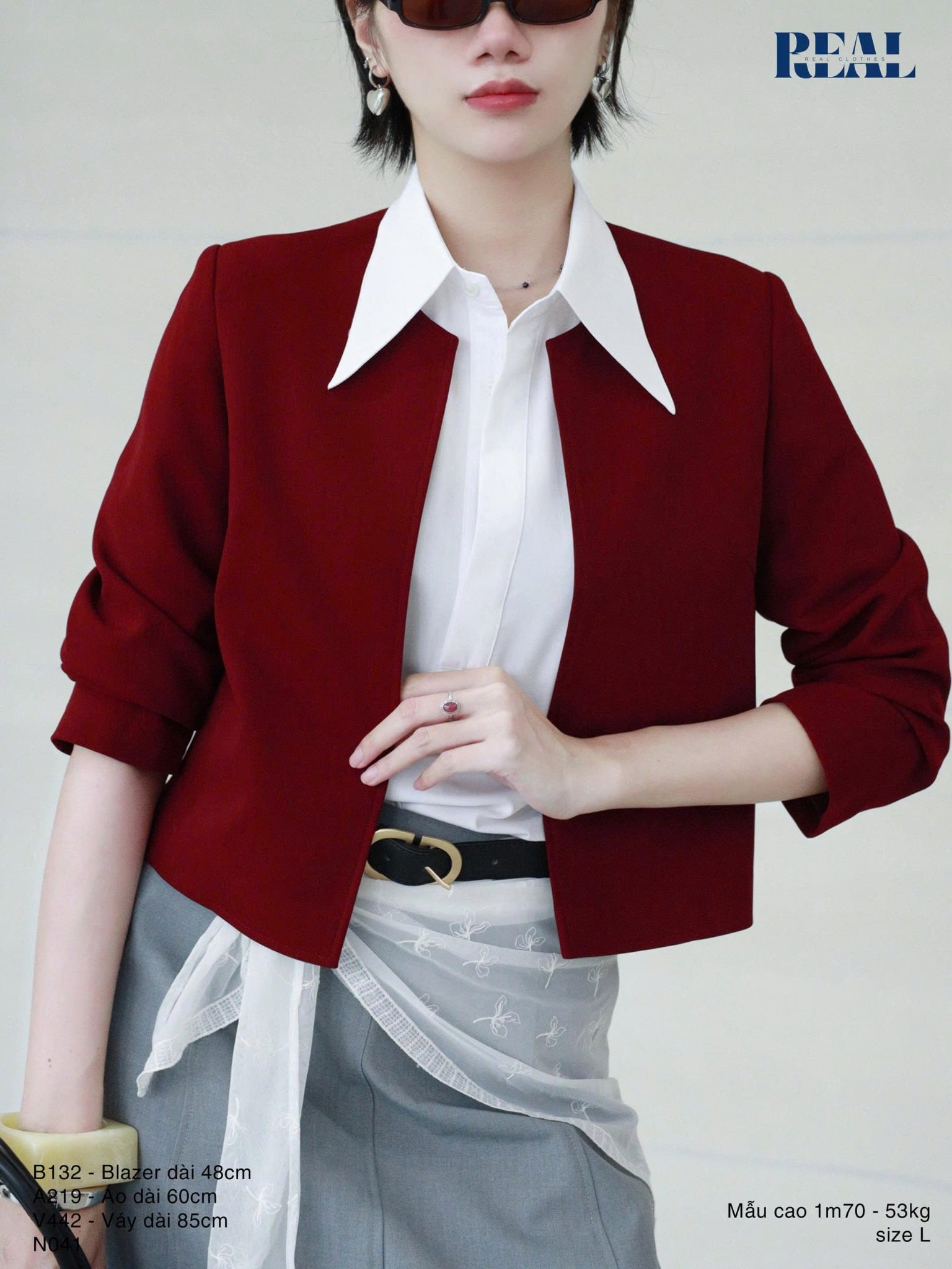 Blazer cổ tròn cindy đỏ