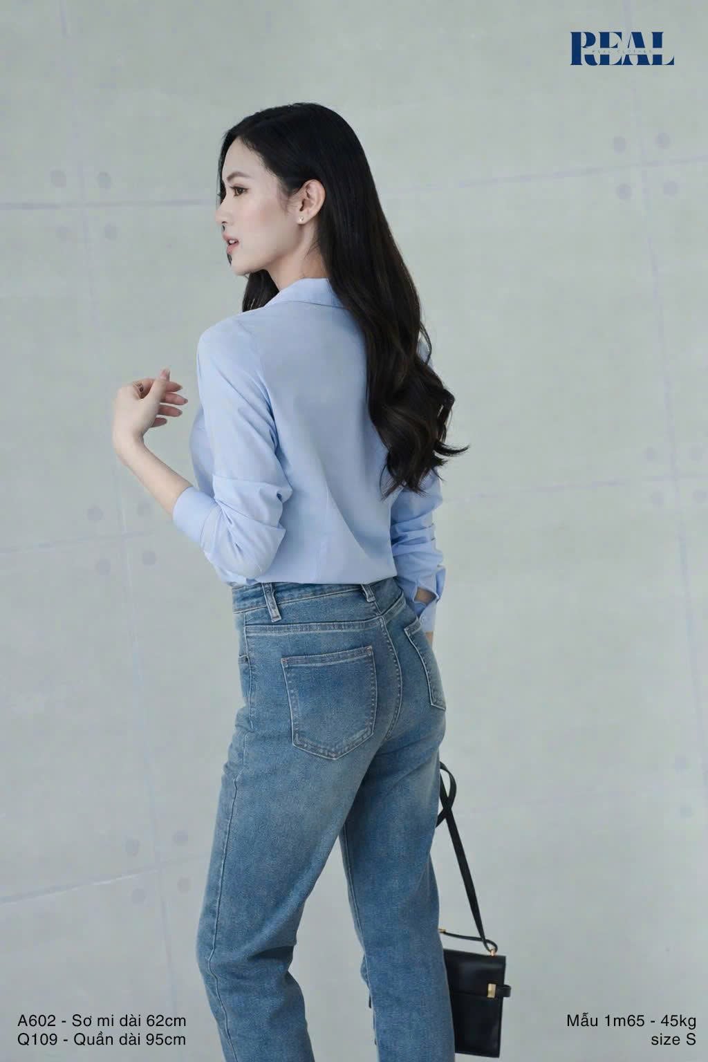 Quần Jeans basic xanh đậm