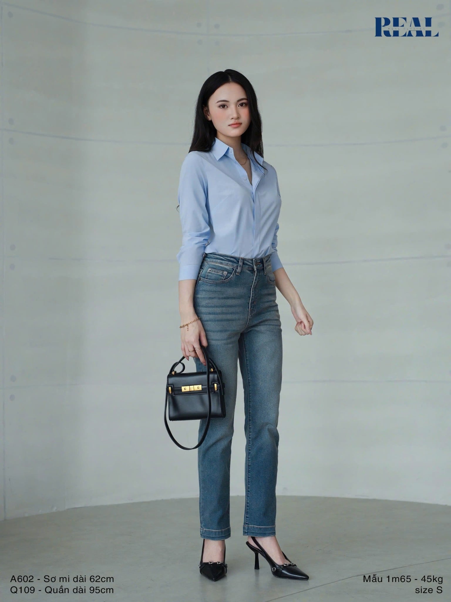 Quần Jeans basic xanh đậm