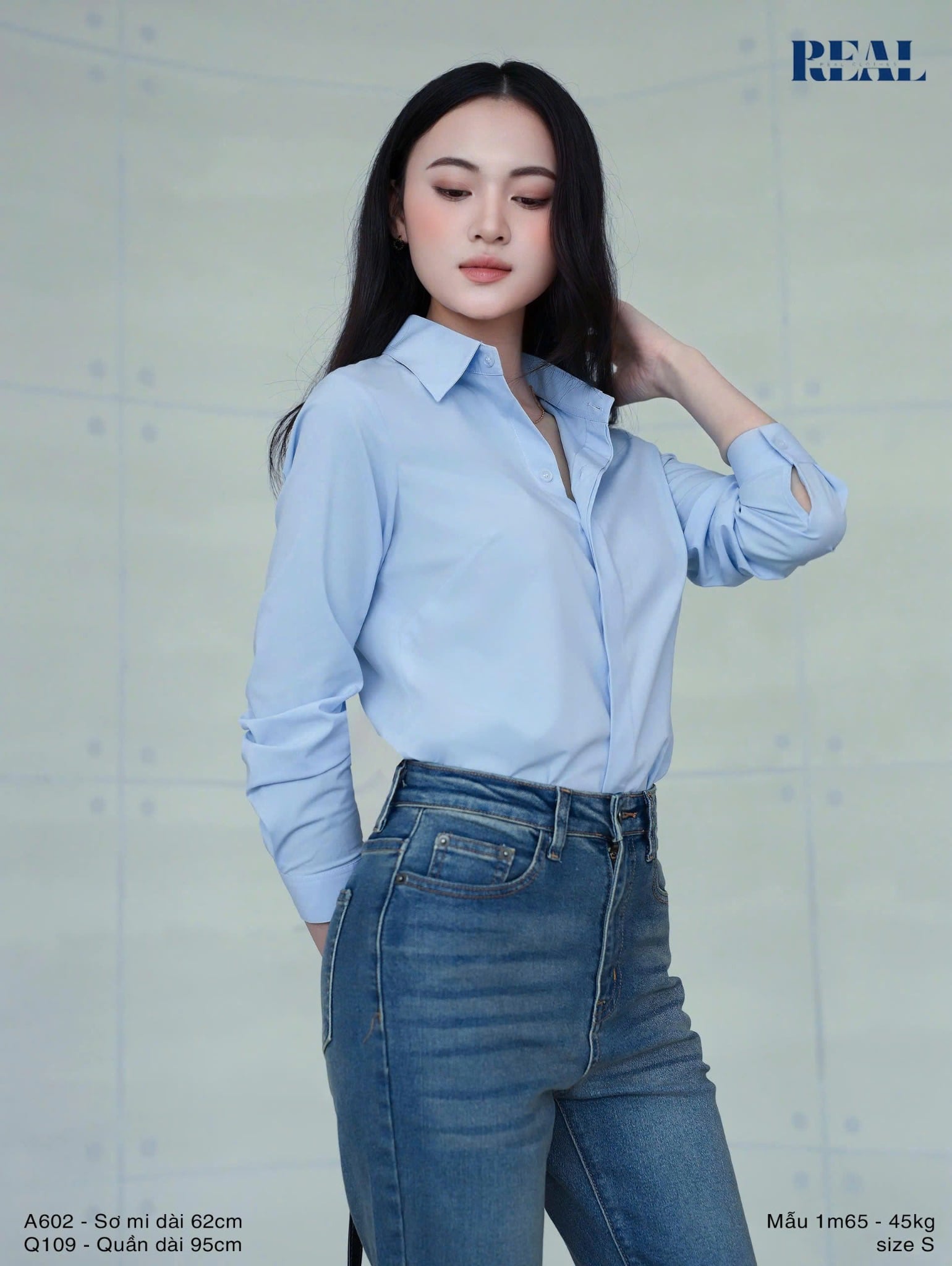 Quần Jeans basic xanh đậm